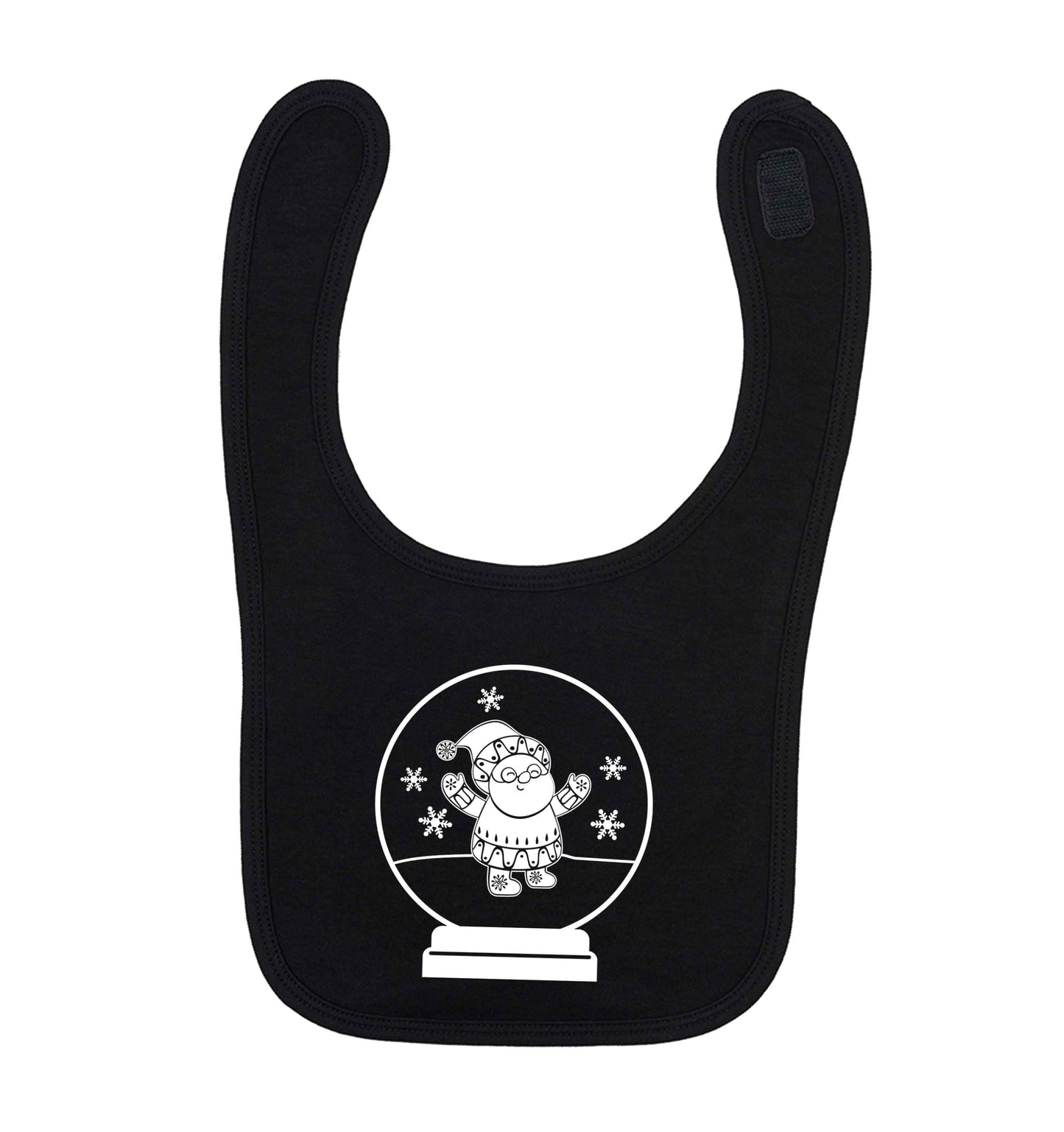 Santa snowglobe black baby bib