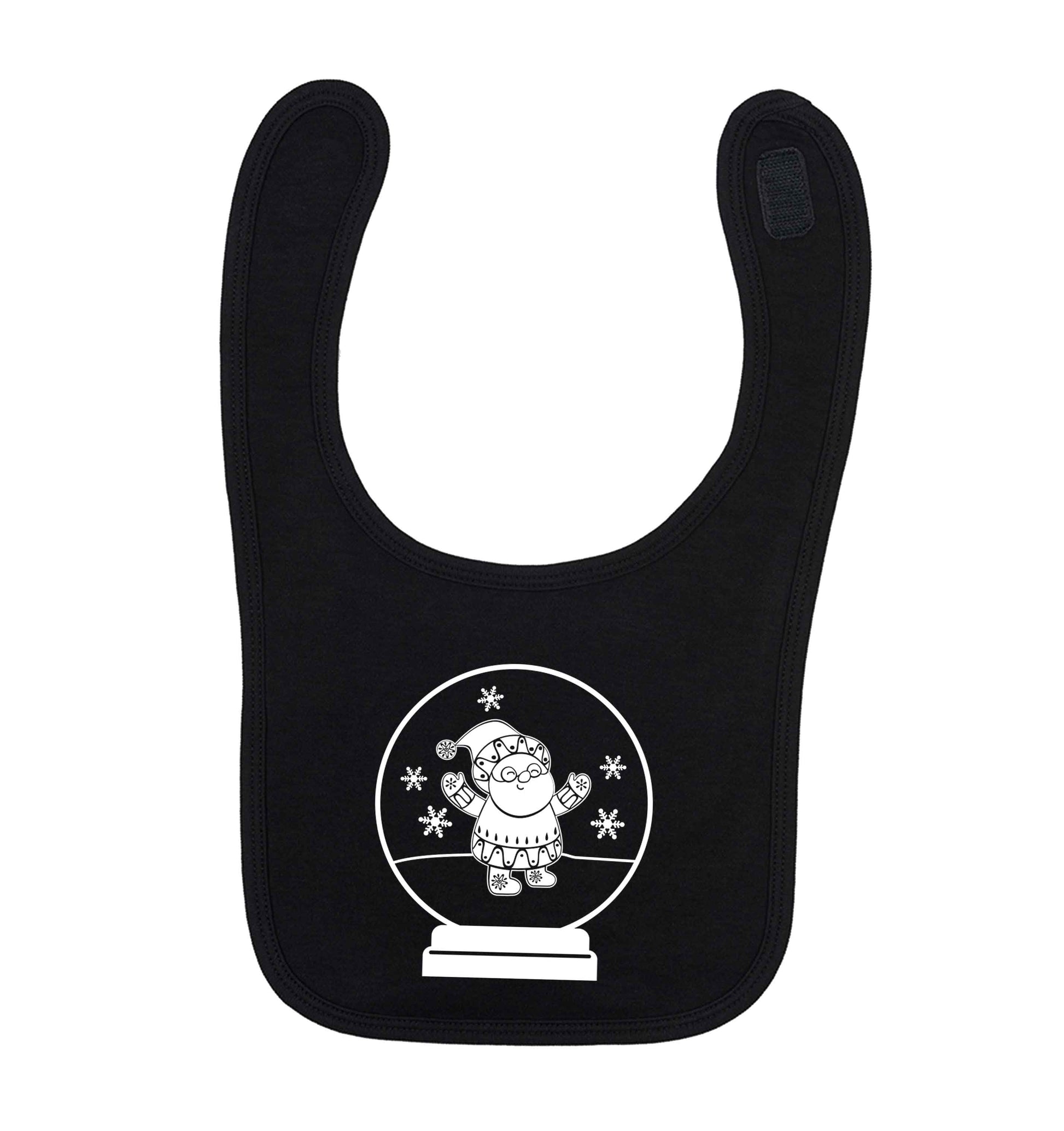 Santa snowglobe black baby bib