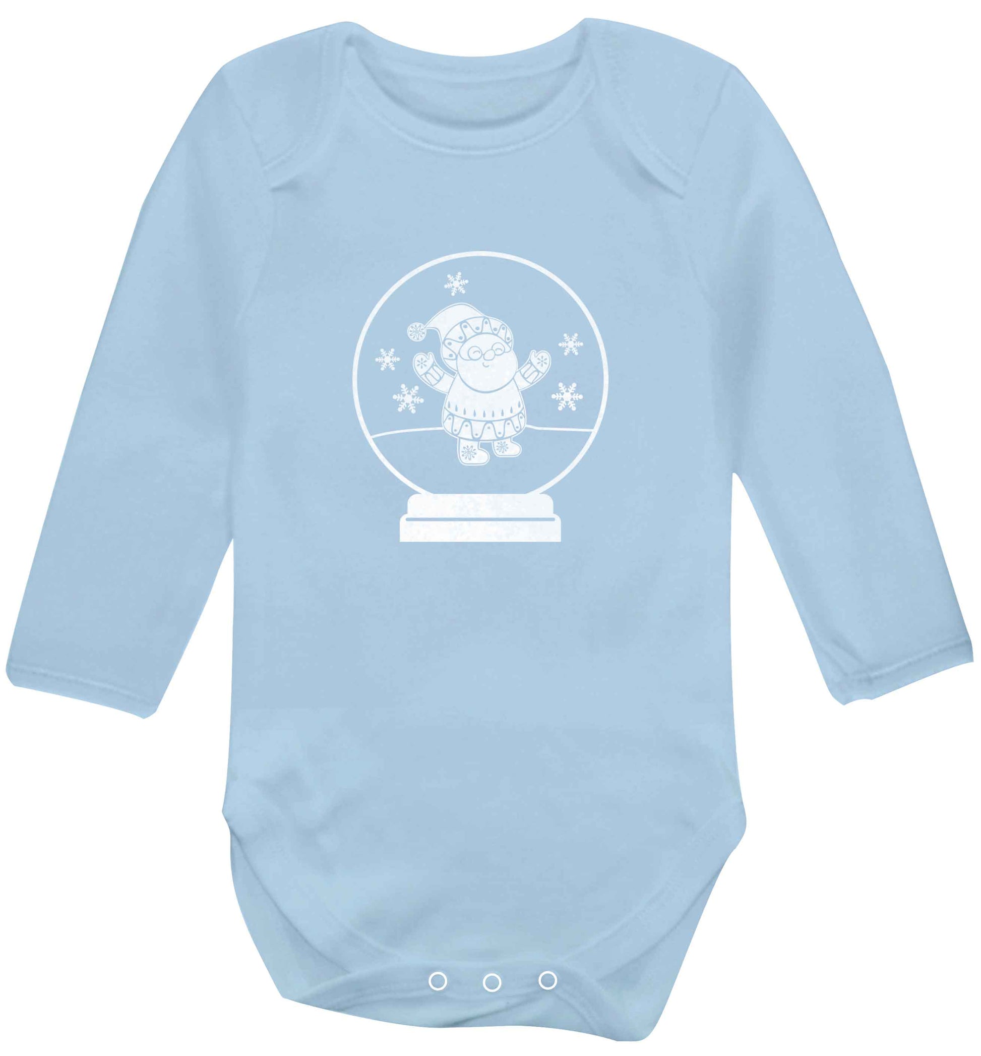 Santa snowglobe baby vest long sleeved pale blue 6-12 months