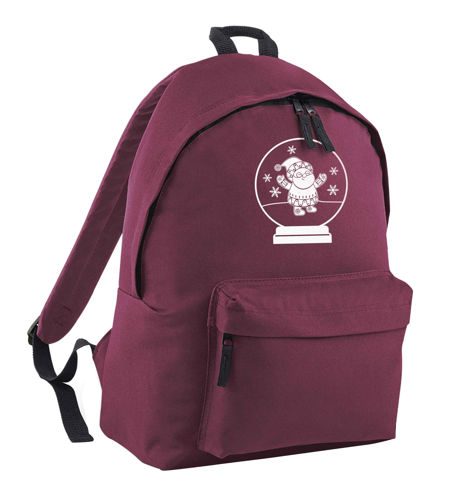 Santa snowglobe maroon children's backpack