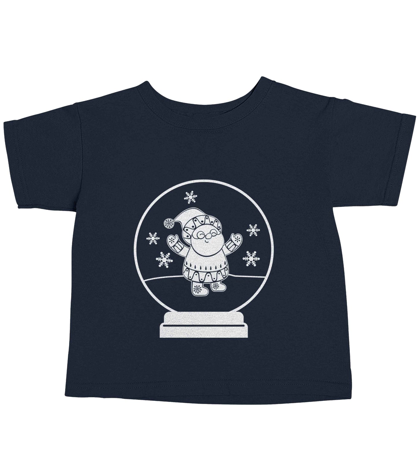 Santa snowglobe navy baby toddler Tshirt 2 Years