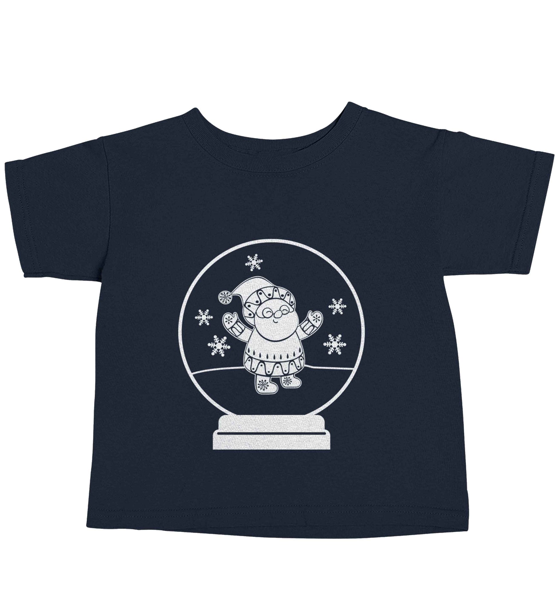Santa snowglobe navy baby toddler Tshirt 2 Years