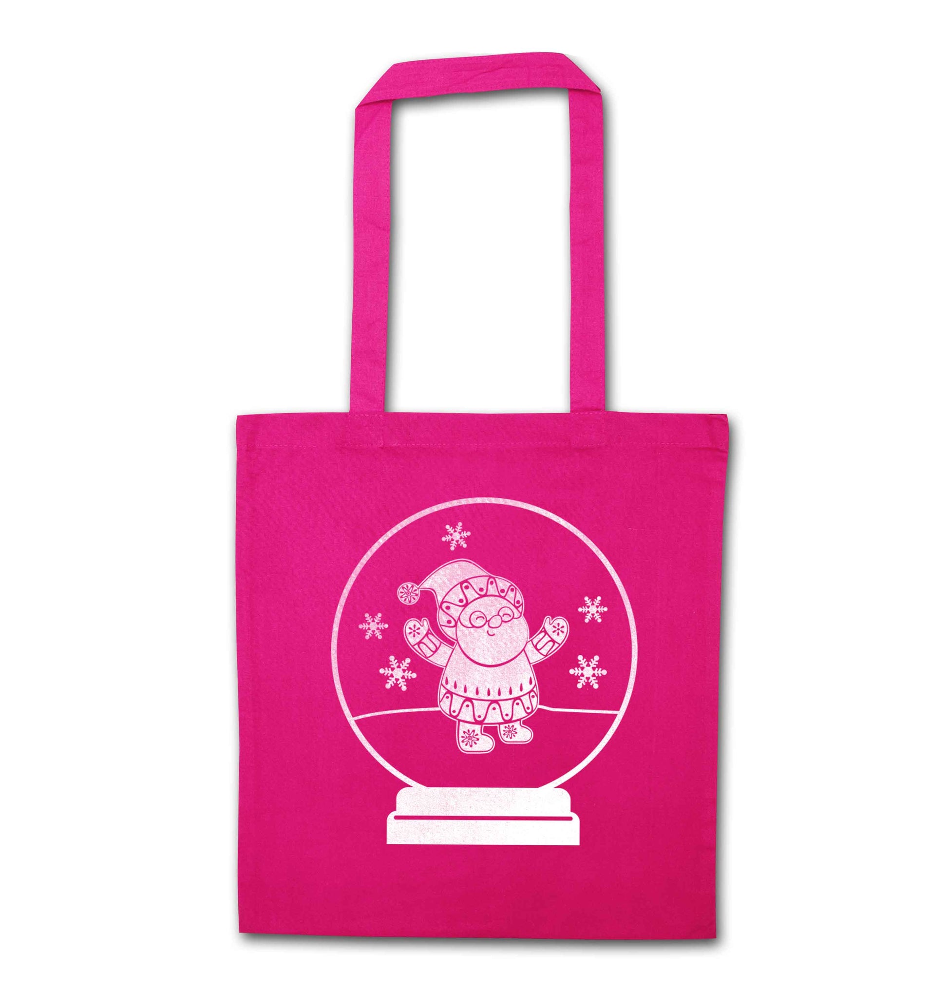 Santa snowglobe pink tote bag
