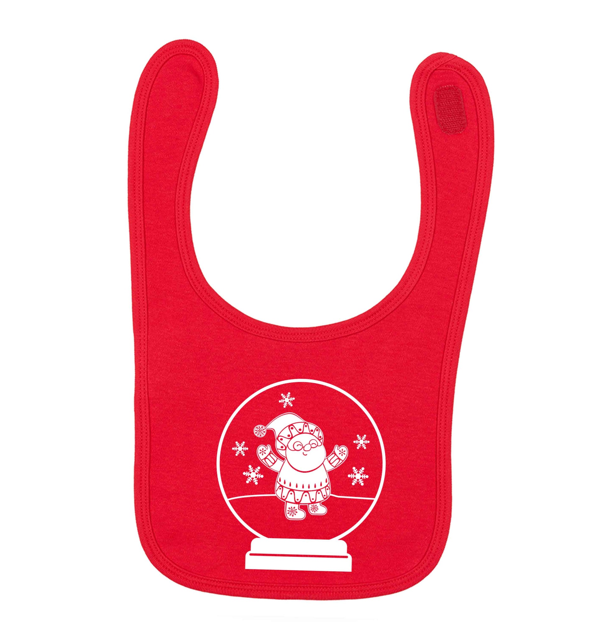Santa snowglobe red baby bib