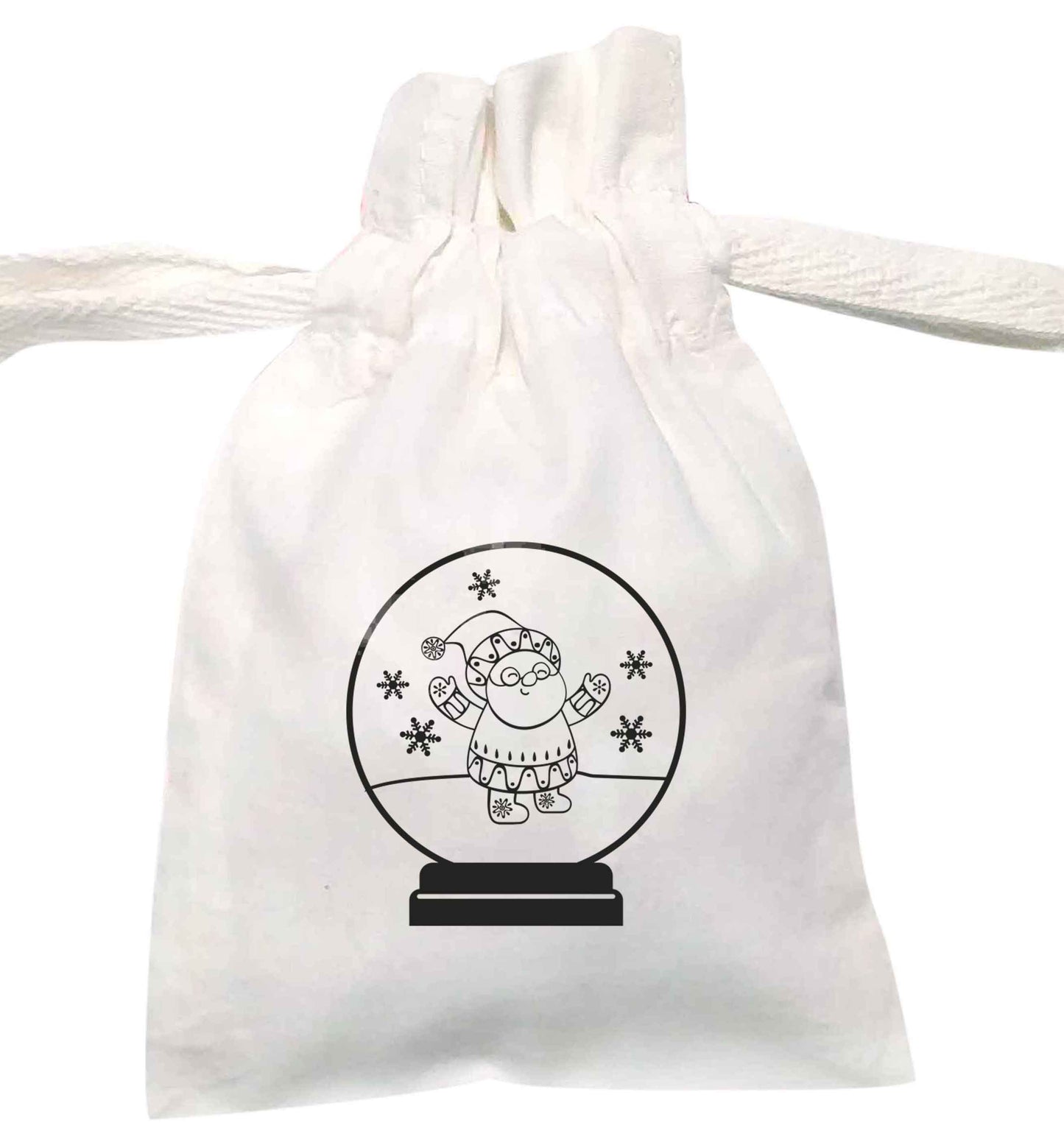 Santa snowglobe | XS - L | Pouch / Drawstring bag / Sack | Organic Cotton | Bulk discounts available!