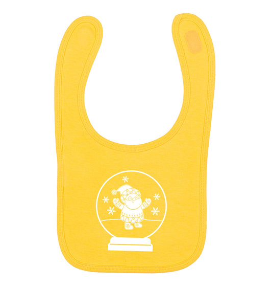 Santa snowglobe yellow baby bib