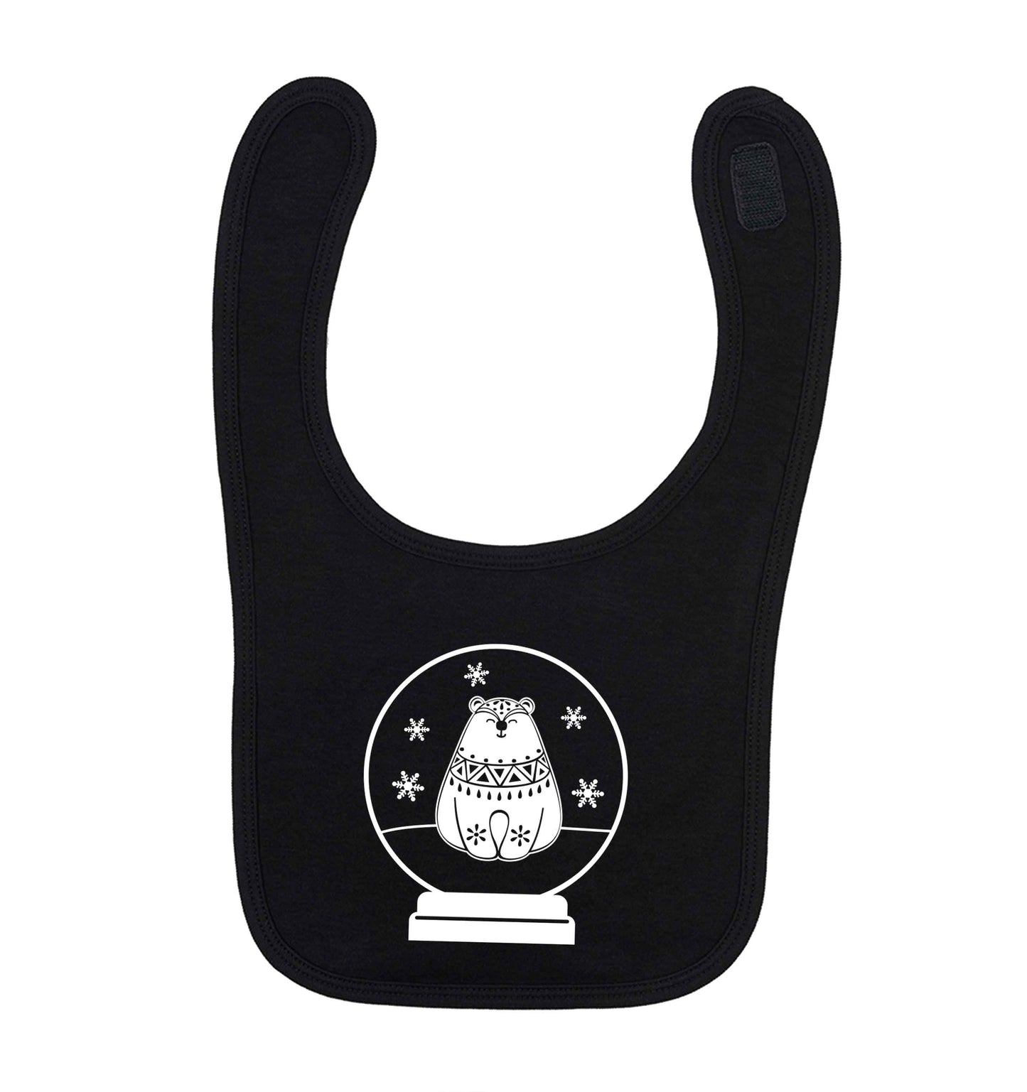 Polar Bear Snowglobe black baby bib