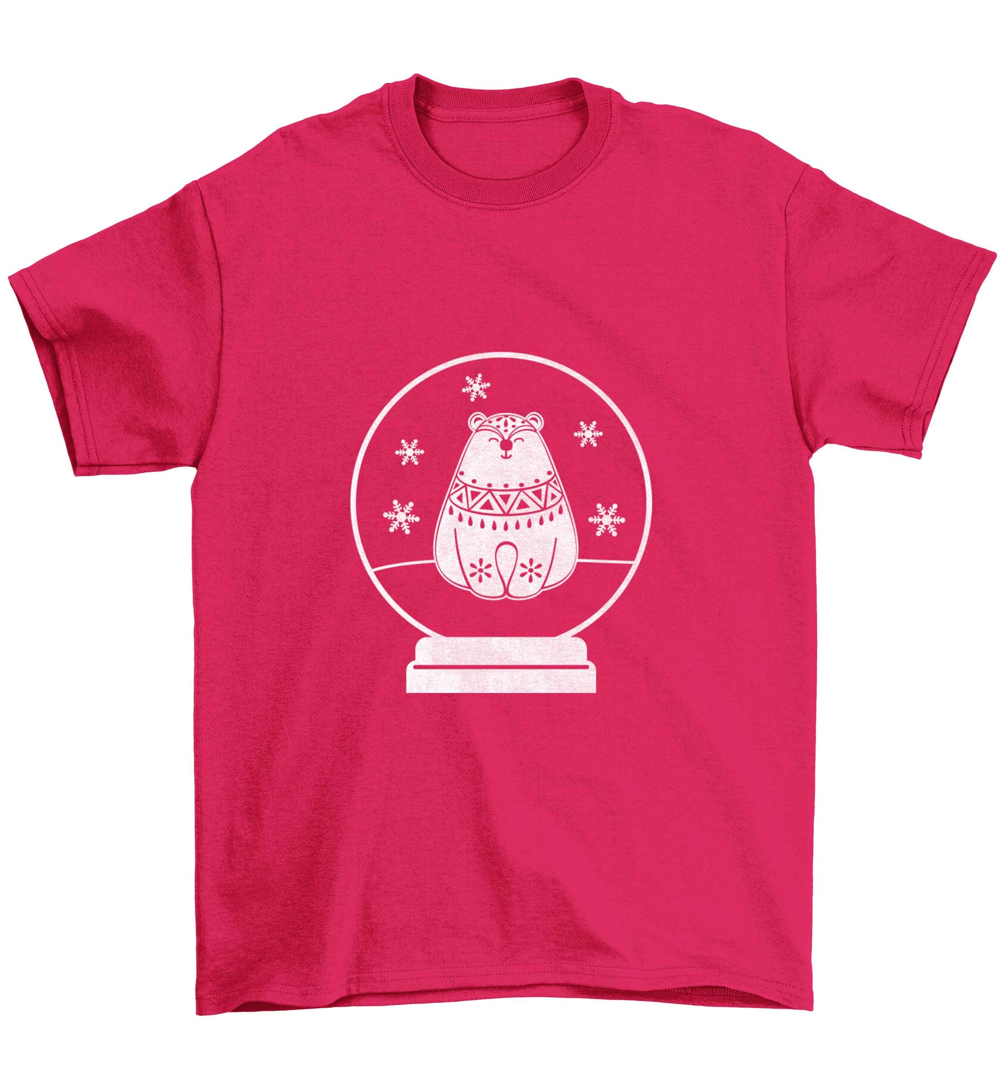 Polar Bear Snowglobe Children's pink Tshirt 12-13 Years