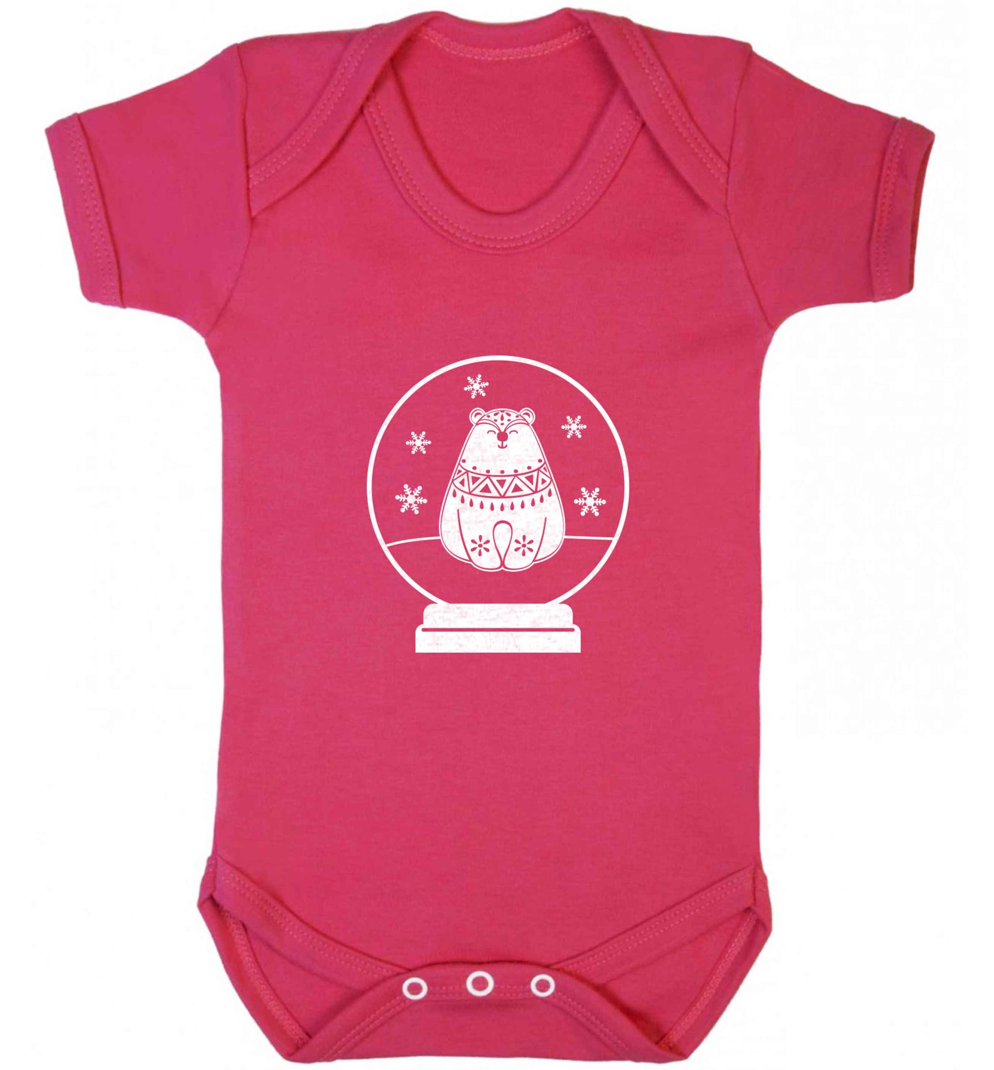 Polar Bear Snowglobe baby vest dark pink 18-24 months