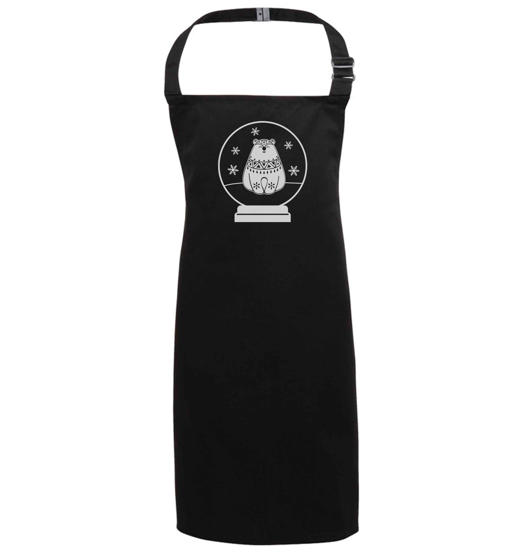 Polar Bear Snowglobe black apron 7-10 years