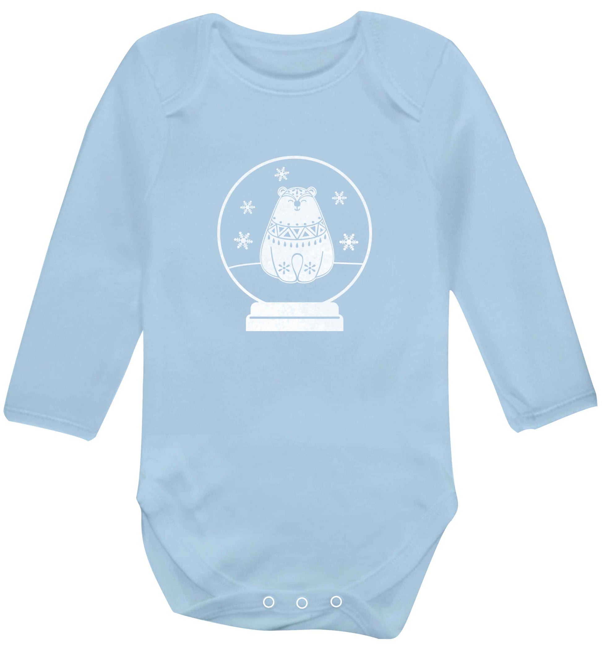 Polar Bear Snowglobe baby vest long sleeved pale blue 6-12 months