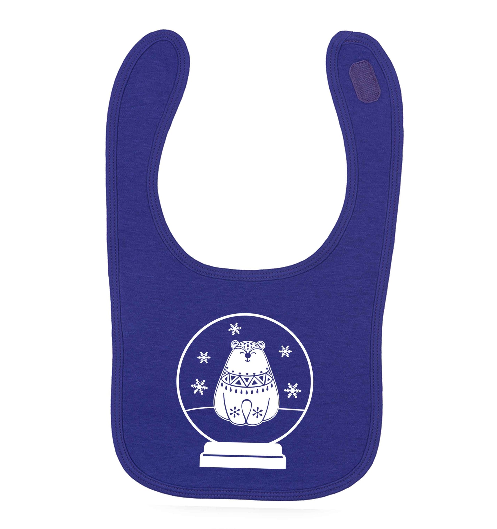 Polar Bear Snowglobe purple baby bib