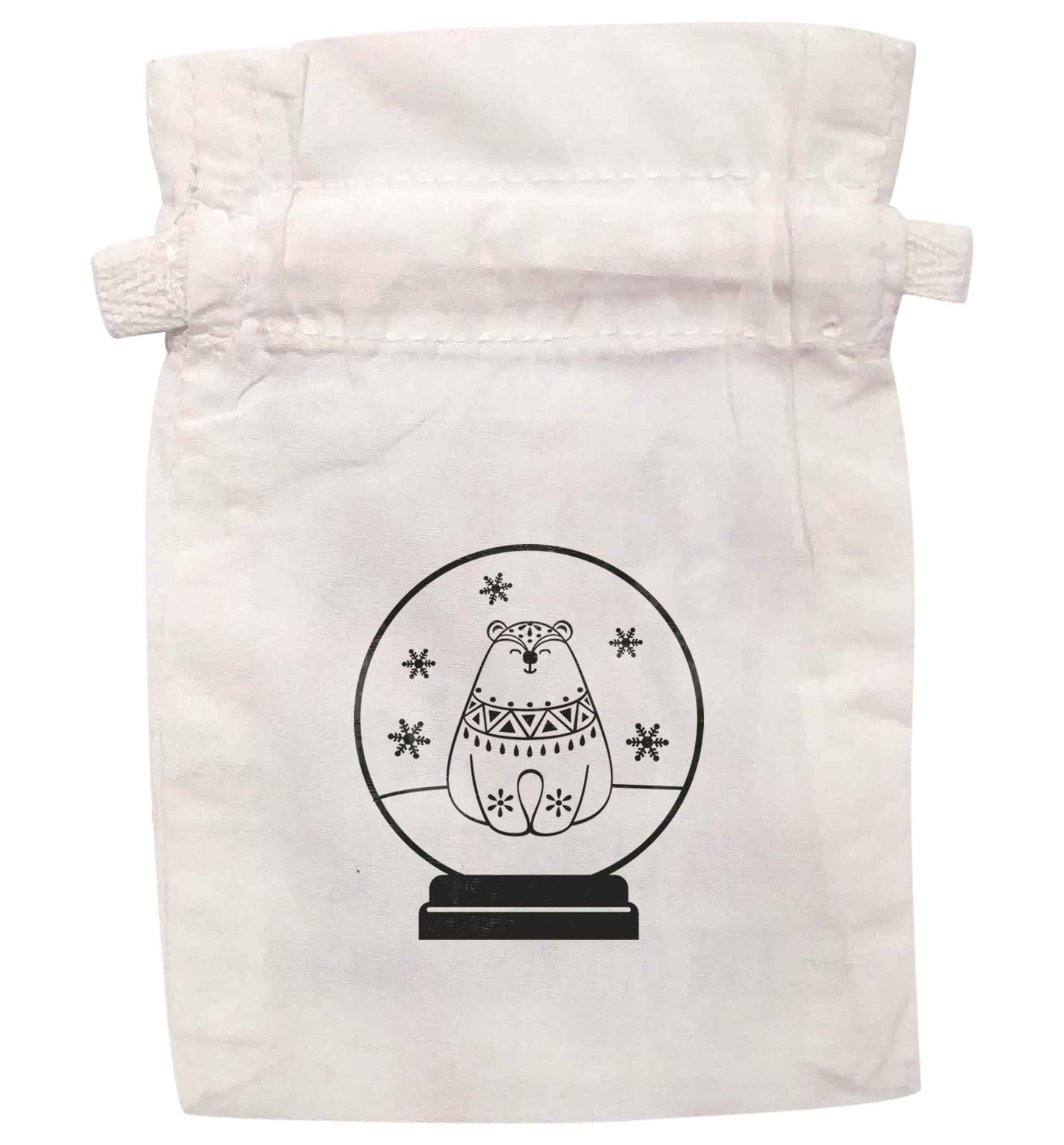Polar Bear Snowglobe | XS - L | Pouch / Drawstring bag / Sack | Organic Cotton | Bulk discounts available!
