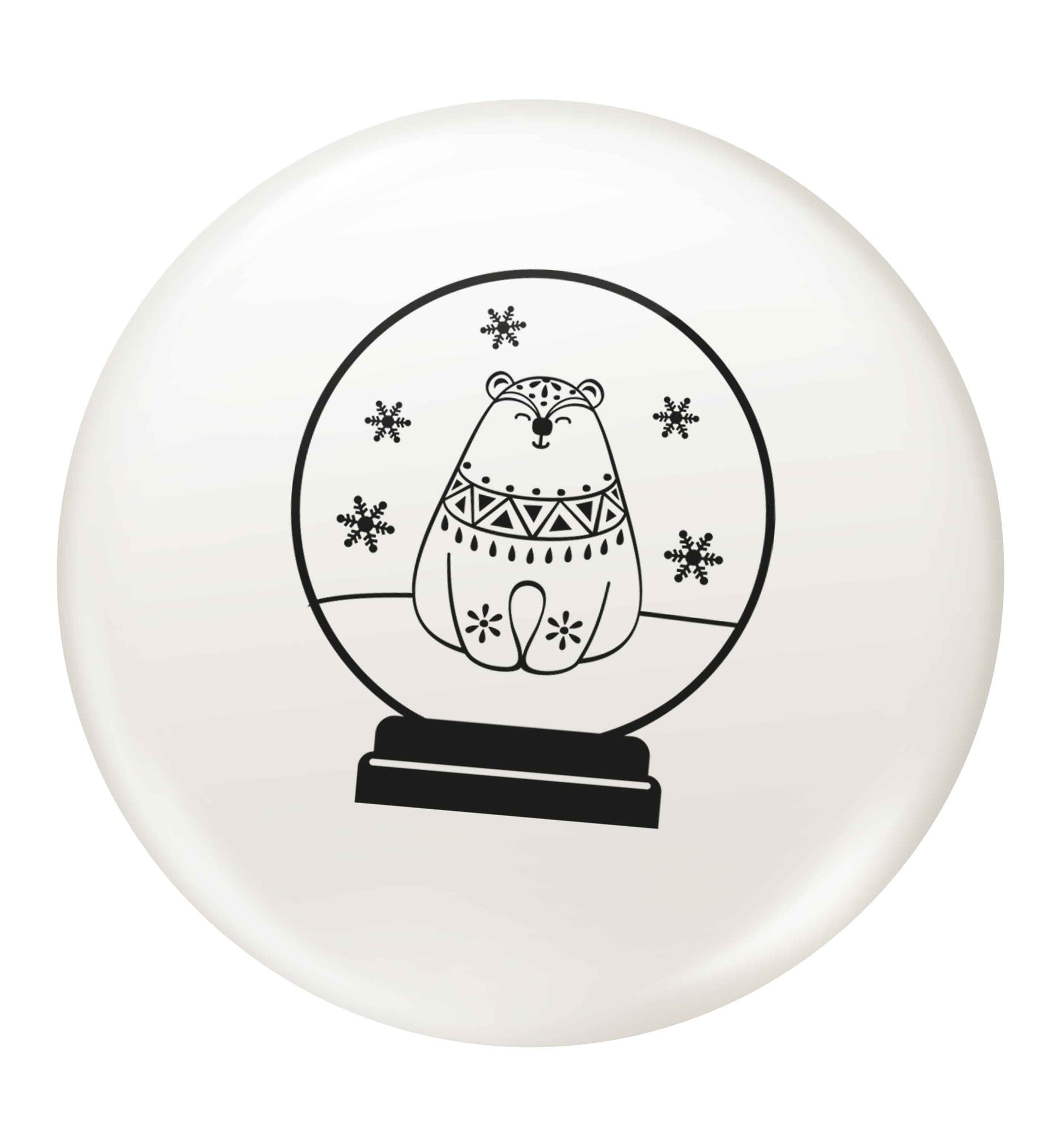 Polar Bear Snowglobe small 25mm Pin badge