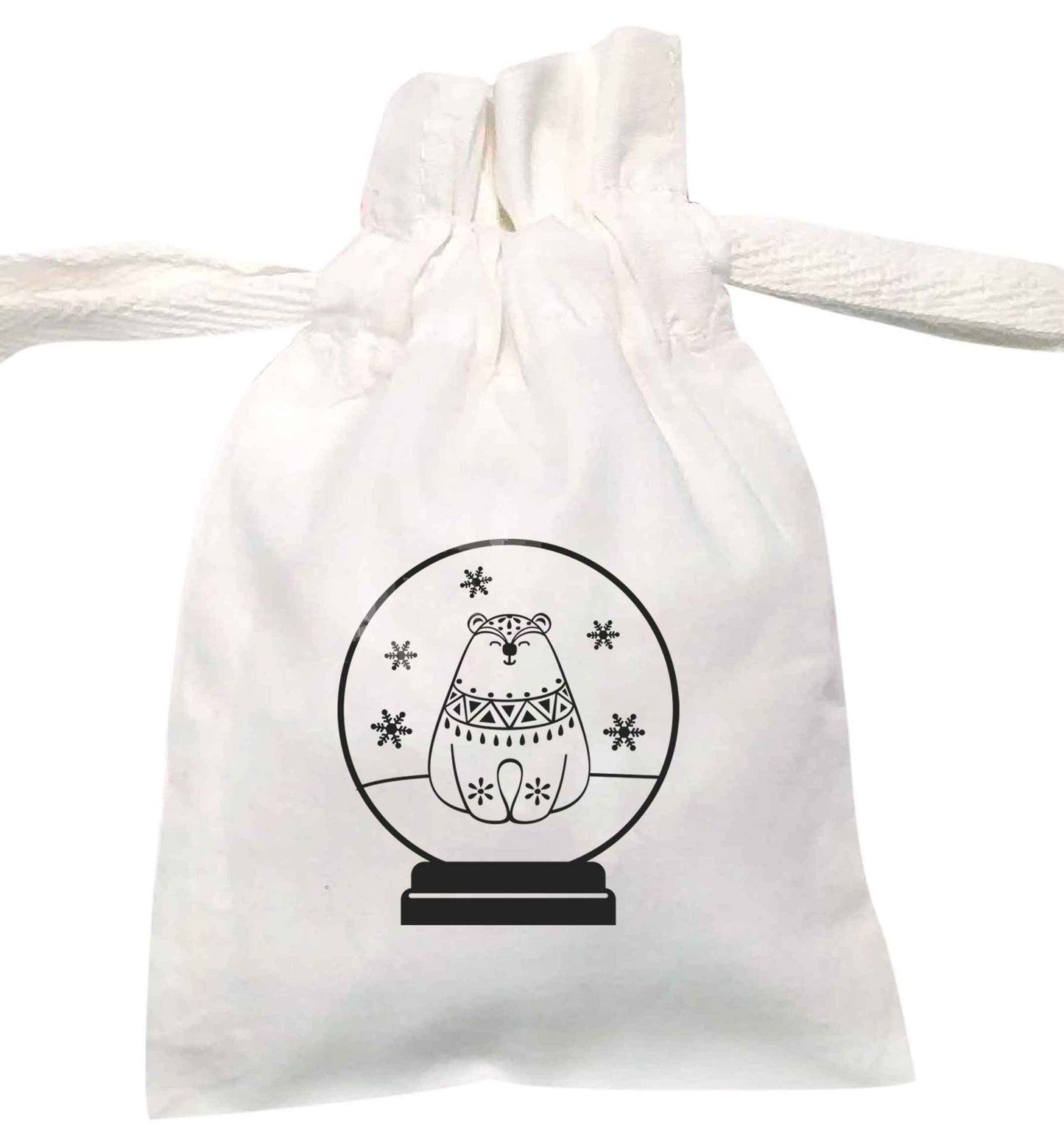 Polar Bear Snowglobe | XS - L | Pouch / Drawstring bag / Sack | Organic Cotton | Bulk discounts available!