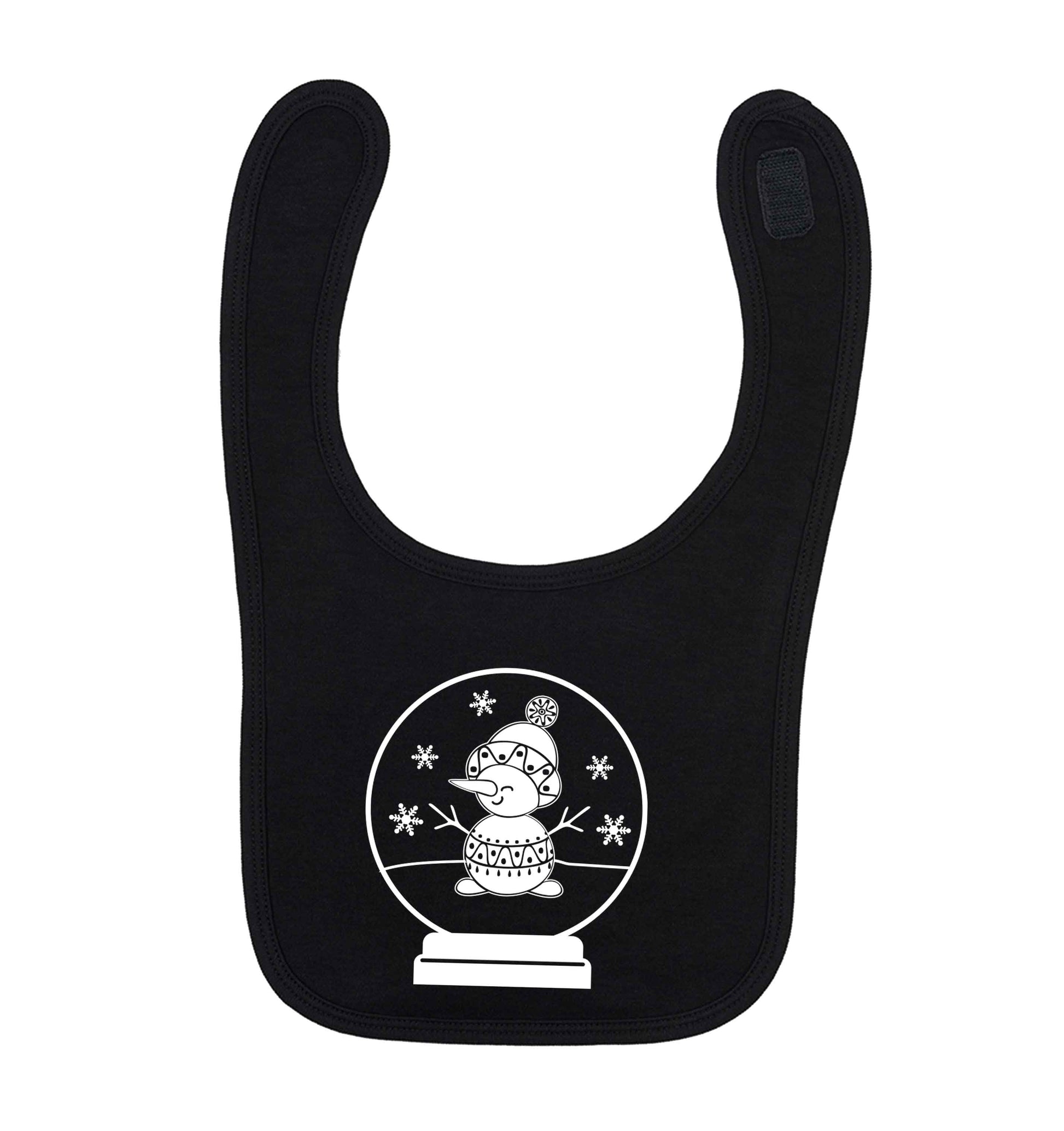 Snowman Snowglobe black baby bib
