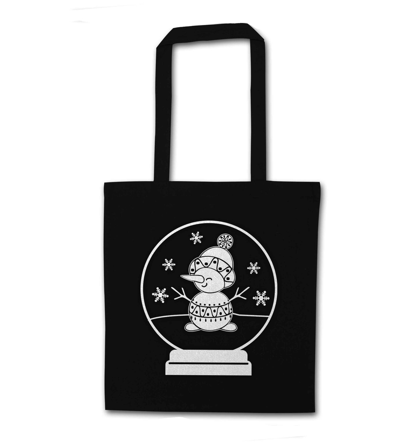 Snowman Snowglobe black tote bag