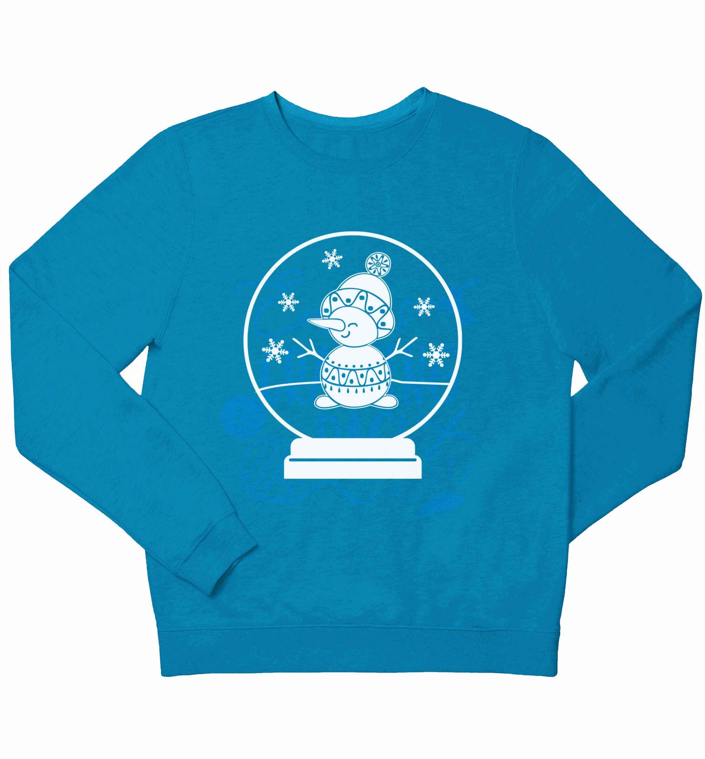 Snowman Snowglobe children's blue sweater 12-13 Years