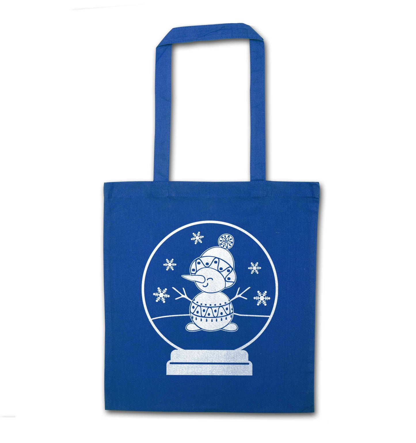 Snowman Snowglobe blue tote bag