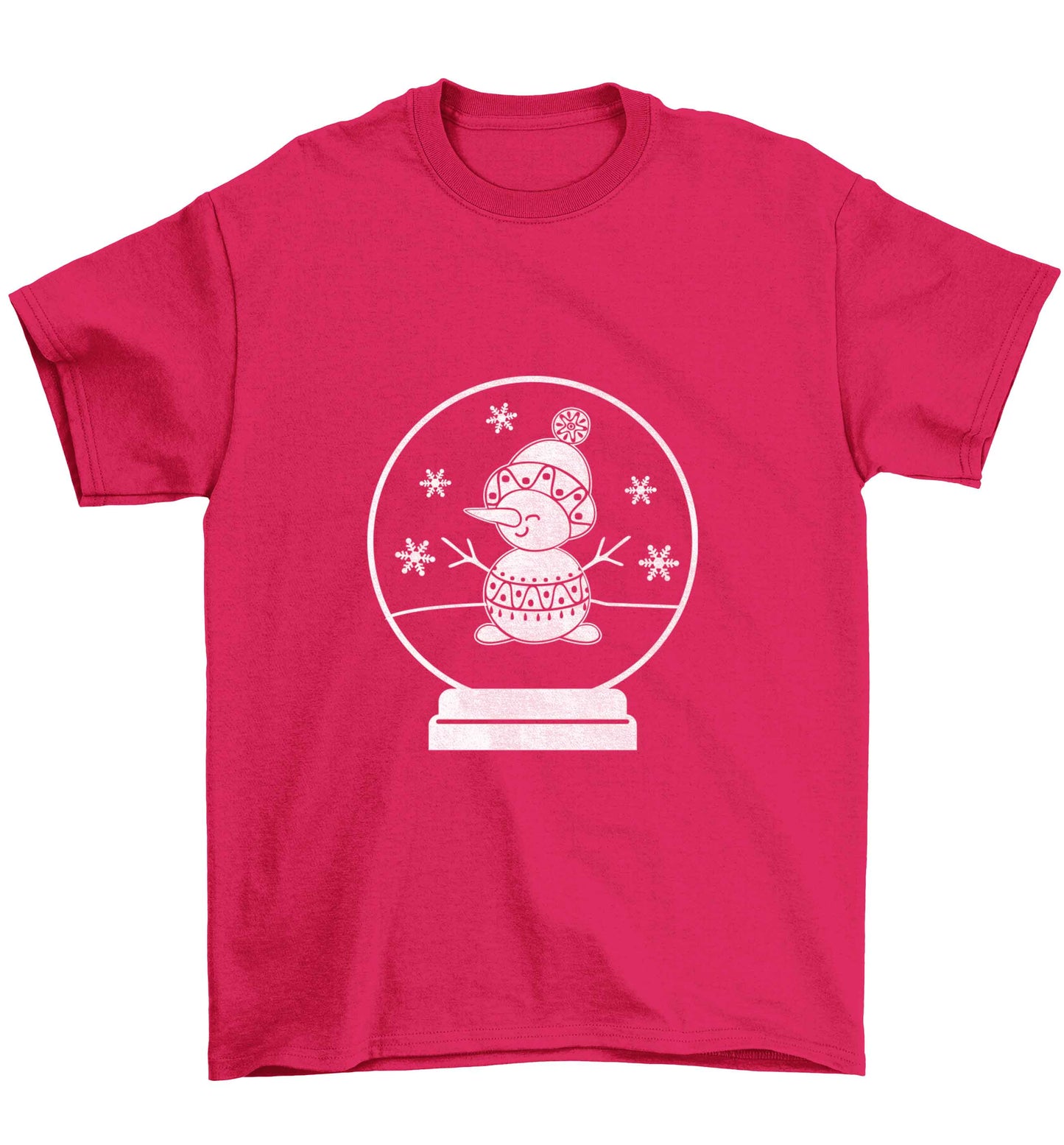 Snowman Snowglobe Children's pink Tshirt 12-13 Years