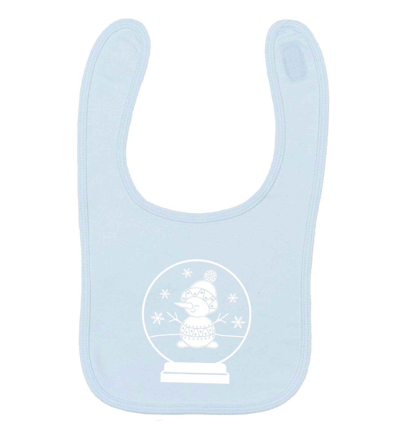 Snowman Snowglobe pale blue baby bib