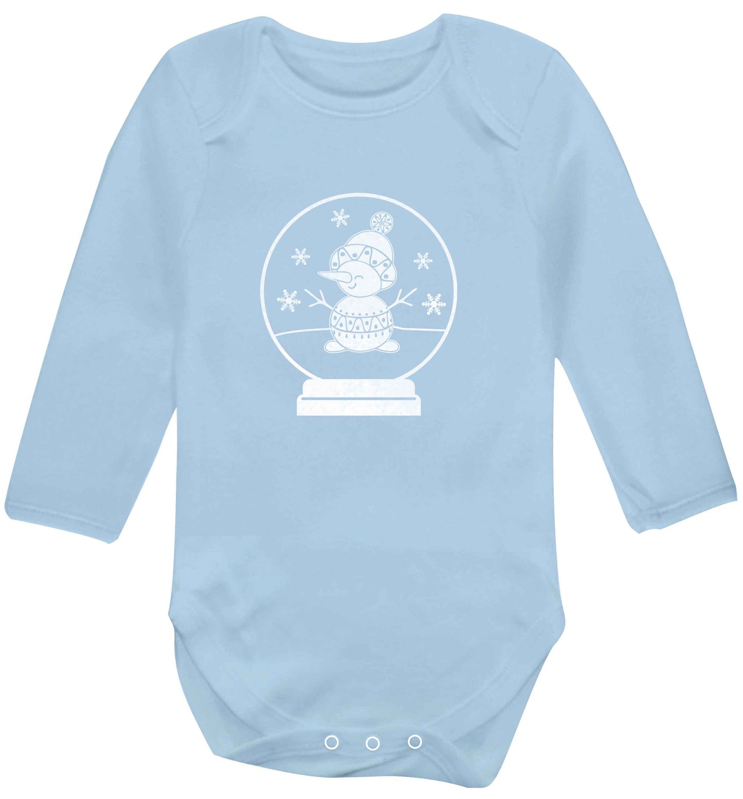 Snowman Snowglobe baby vest long sleeved pale blue 6-12 months