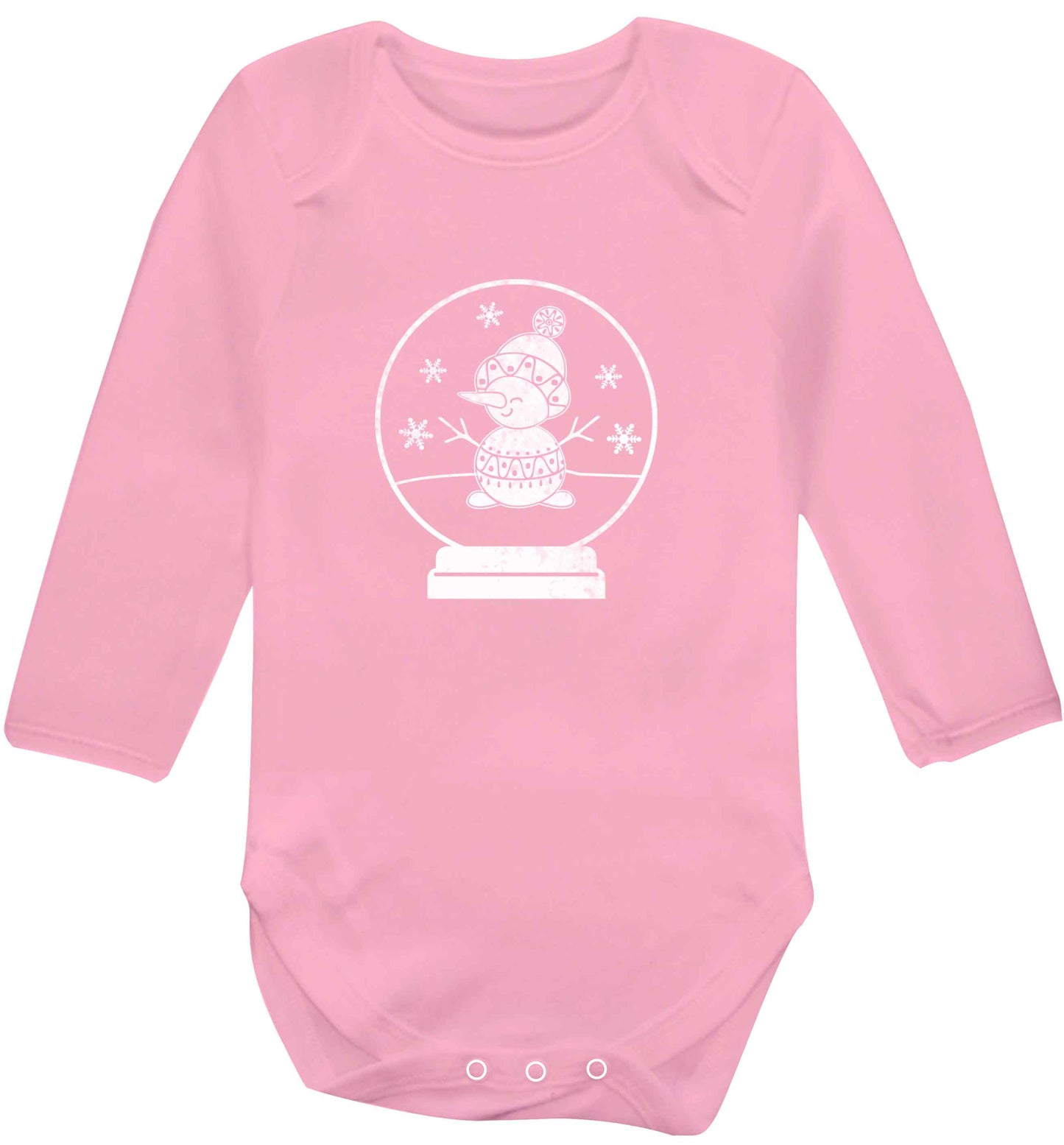 Snowman Snowglobe baby vest long sleeved pale pink 6-12 months
