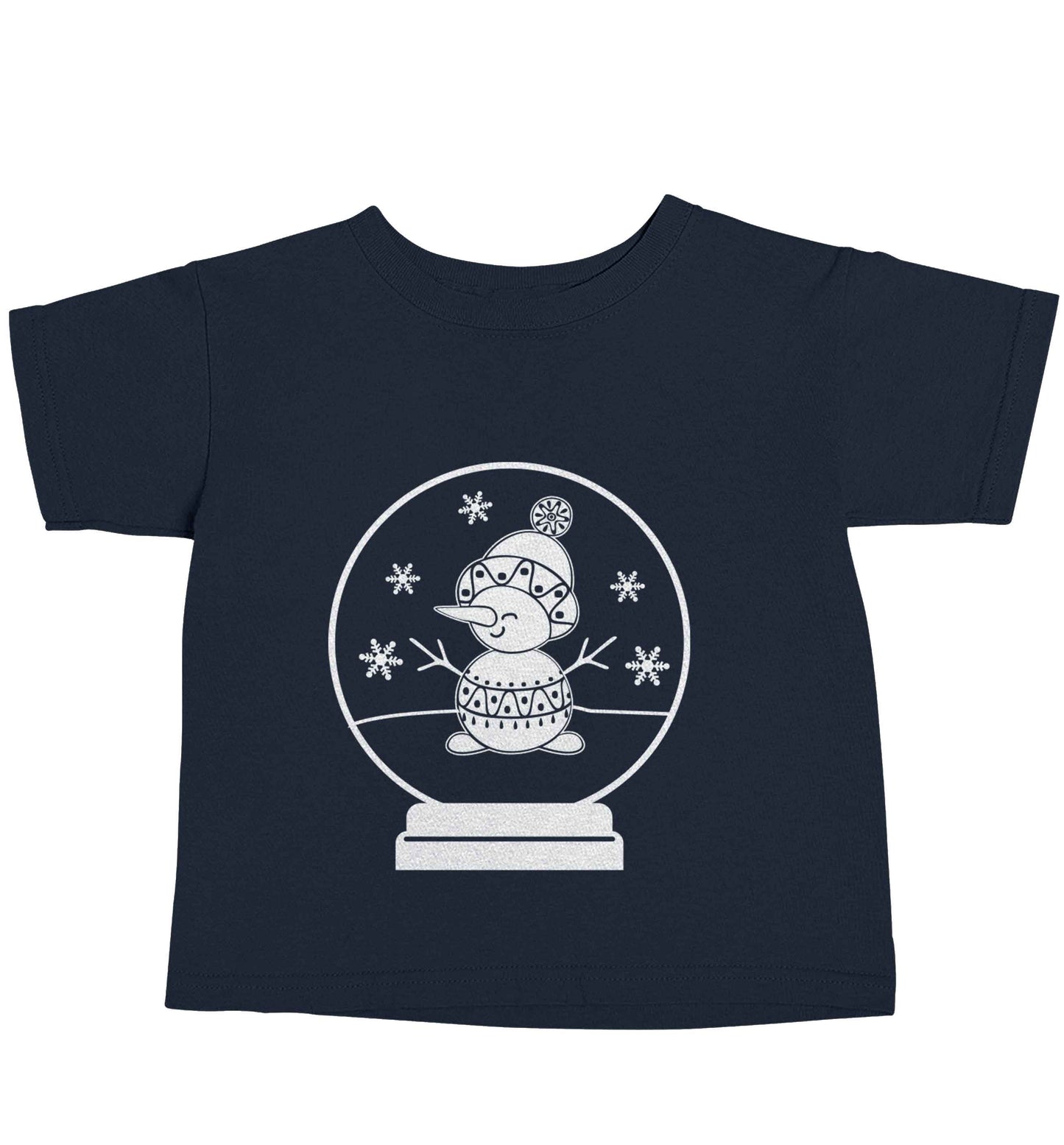 Snowman Snowglobe navy baby toddler Tshirt 2 Years