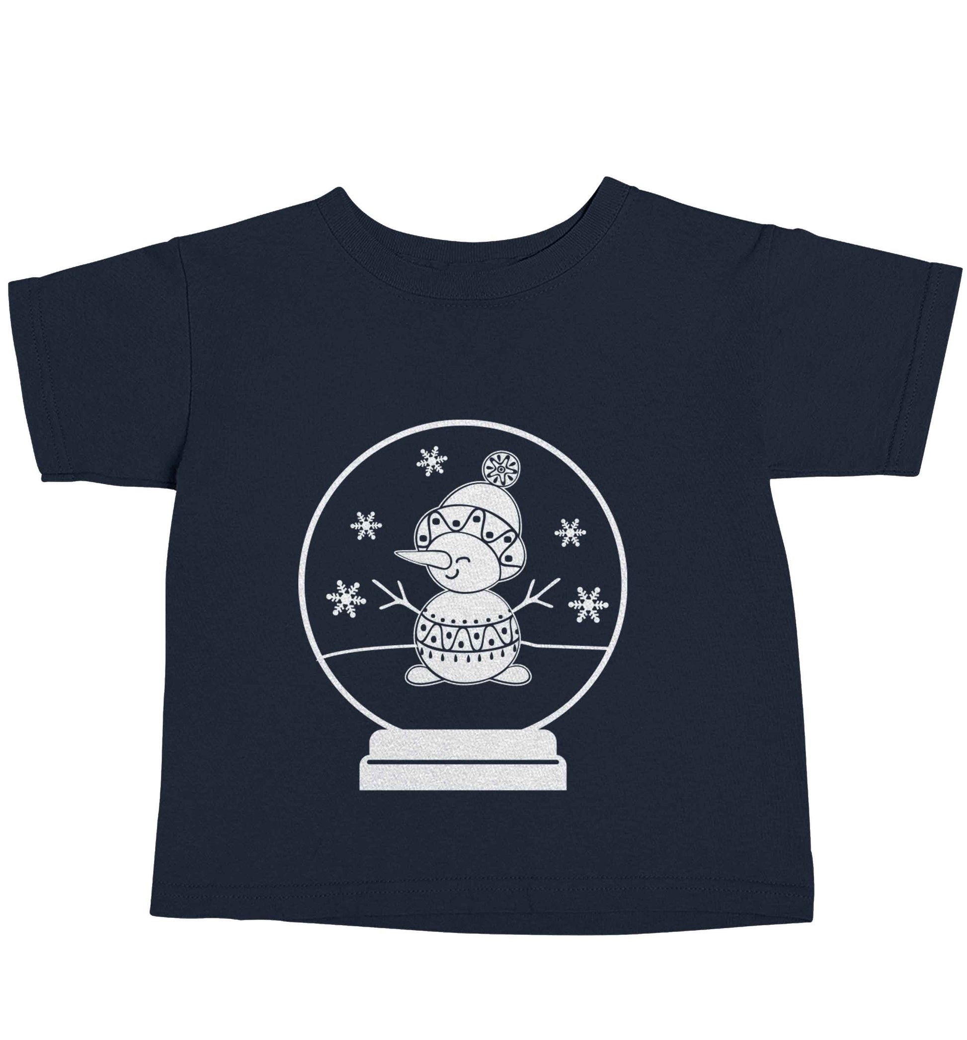 Snowman Snowglobe navy baby toddler Tshirt 2 Years