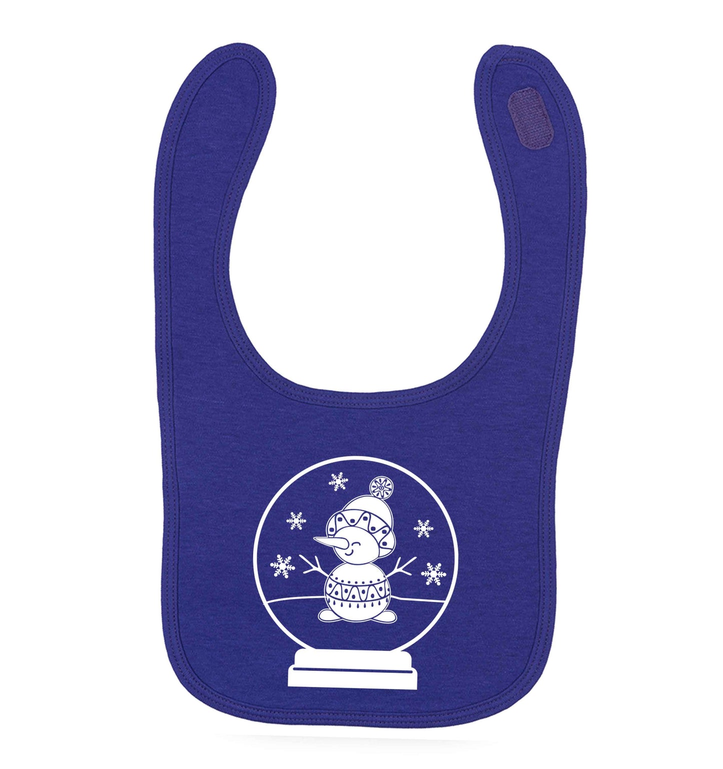 Snowman Snowglobe purple baby bib