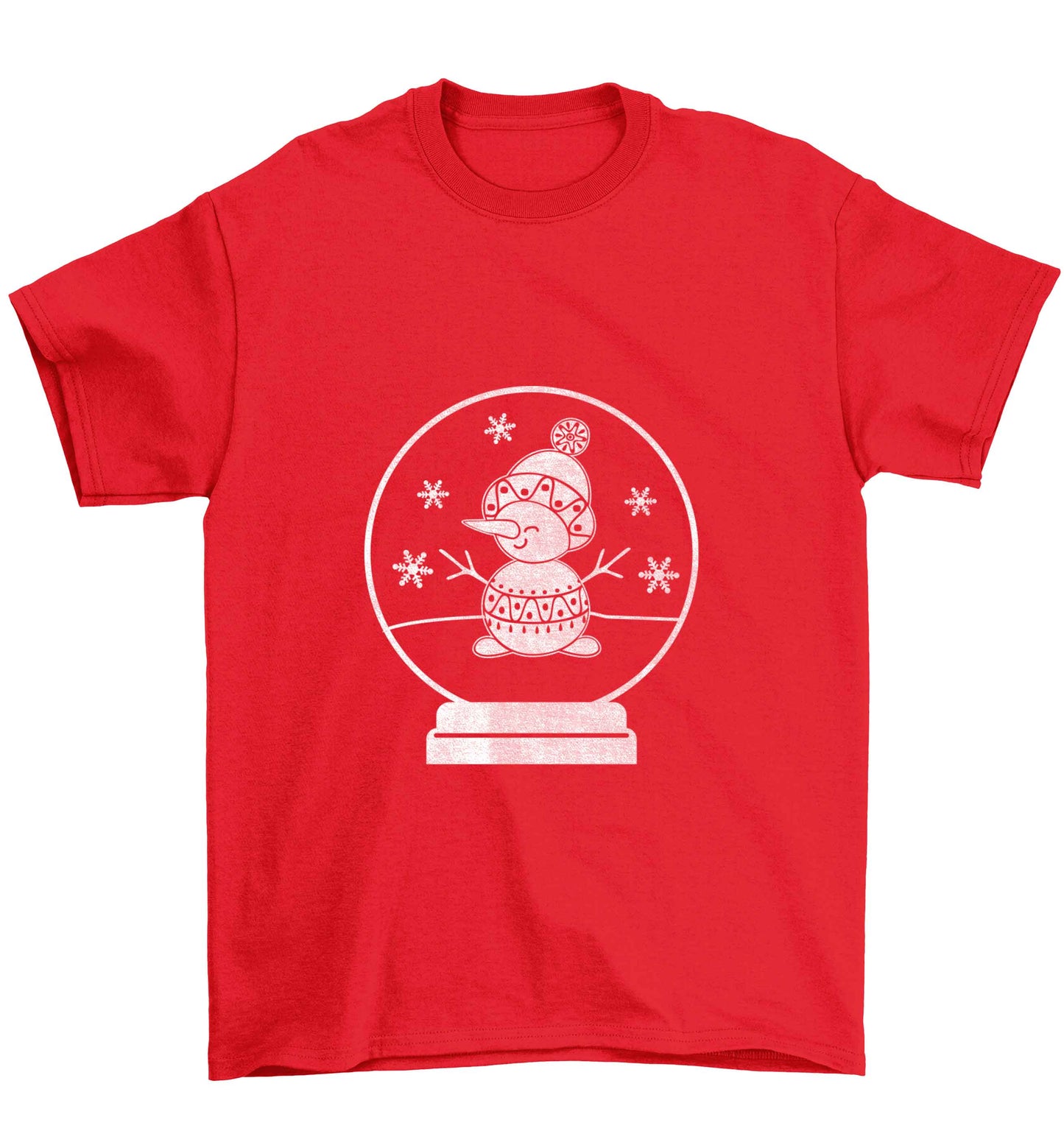 Snowman Snowglobe Children's red Tshirt 12-13 Years