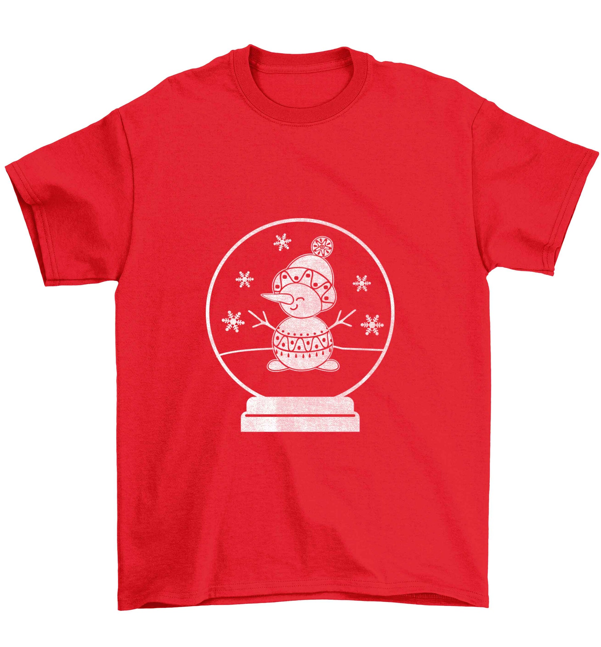 Snowman Snowglobe Children's red Tshirt 12-13 Years