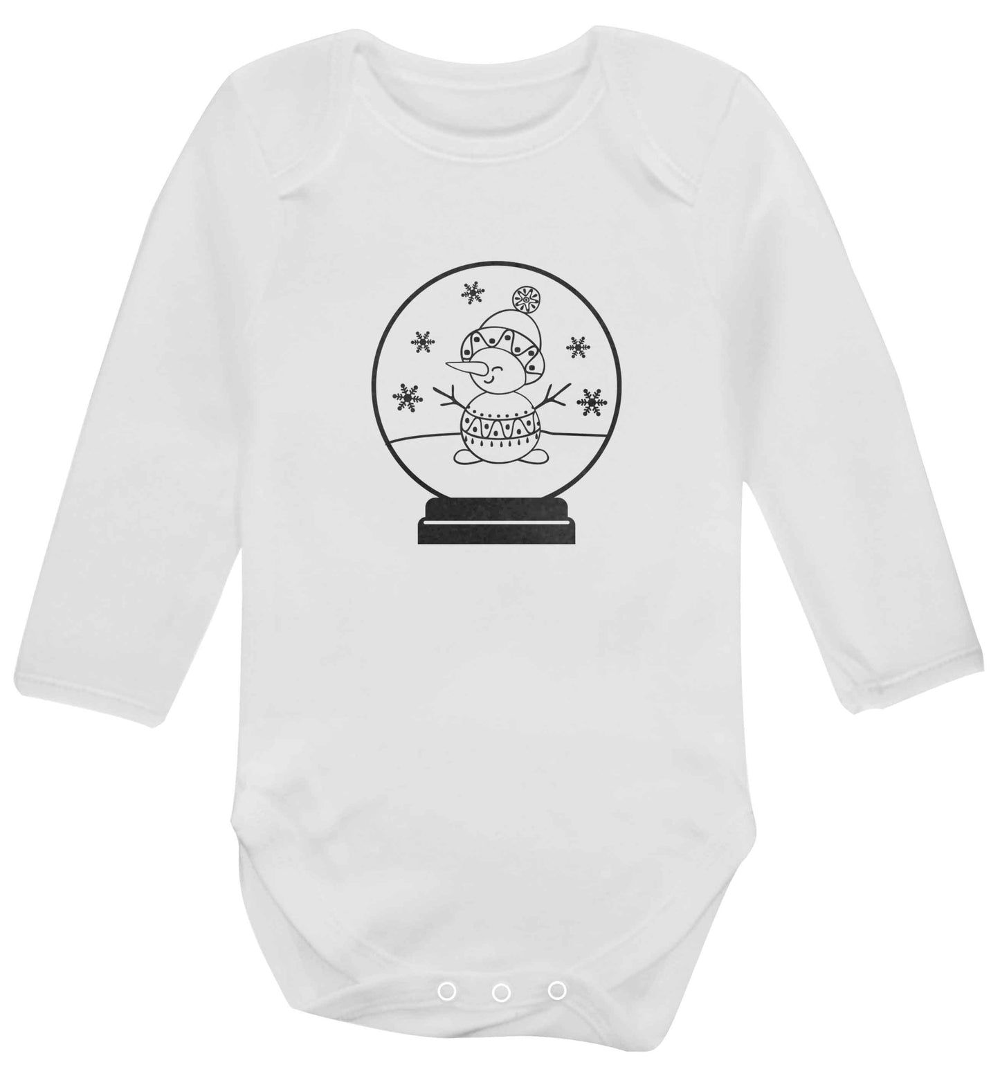 Snowman Snowglobe baby vest long sleeved white 6-12 months