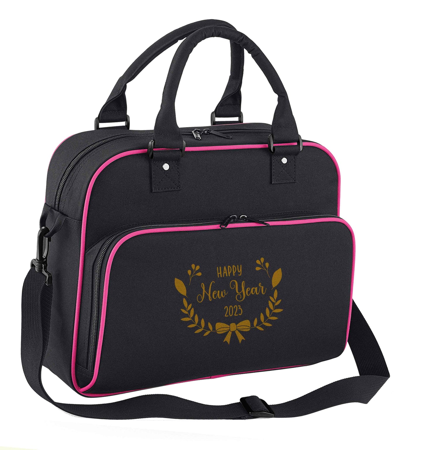 Happy New Year 2023 children's dance bag black with pink detail