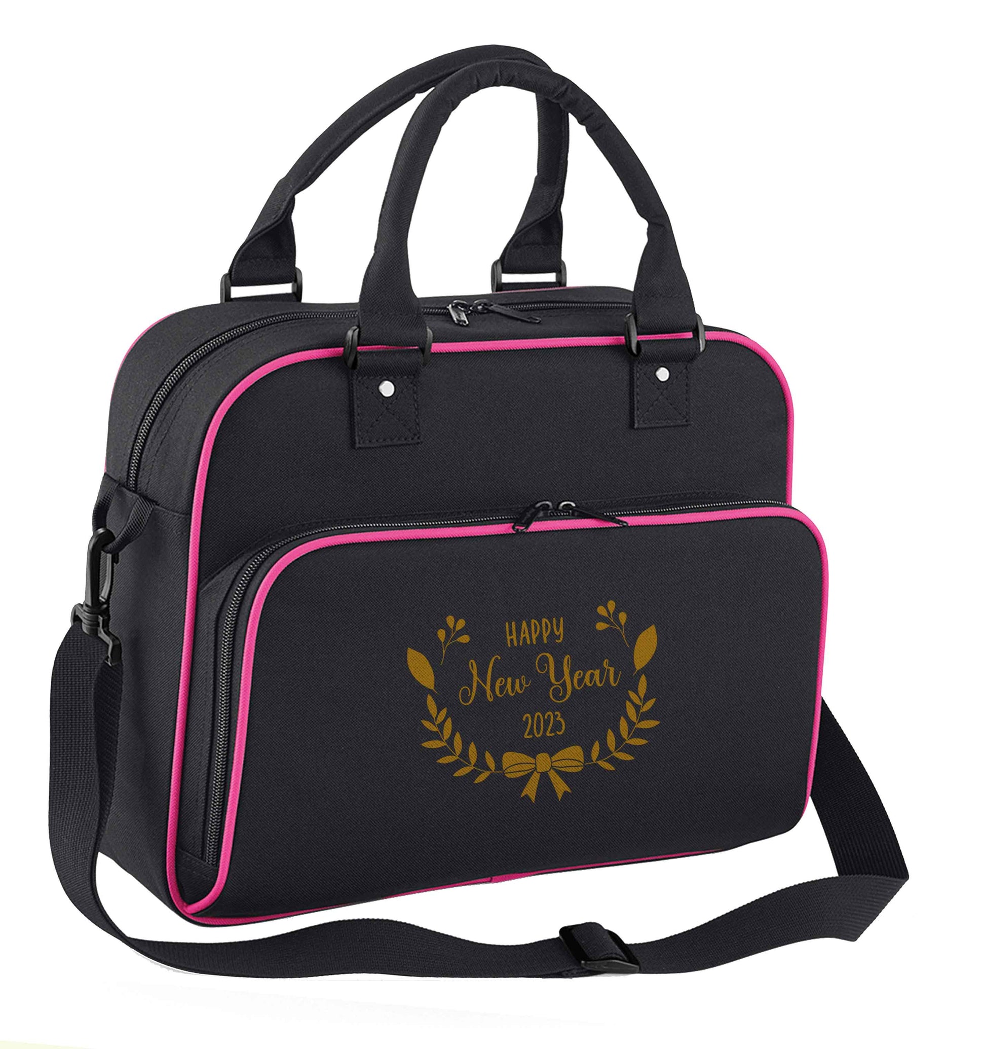 Happy New Year 2023 children's dance bag black with pink detail