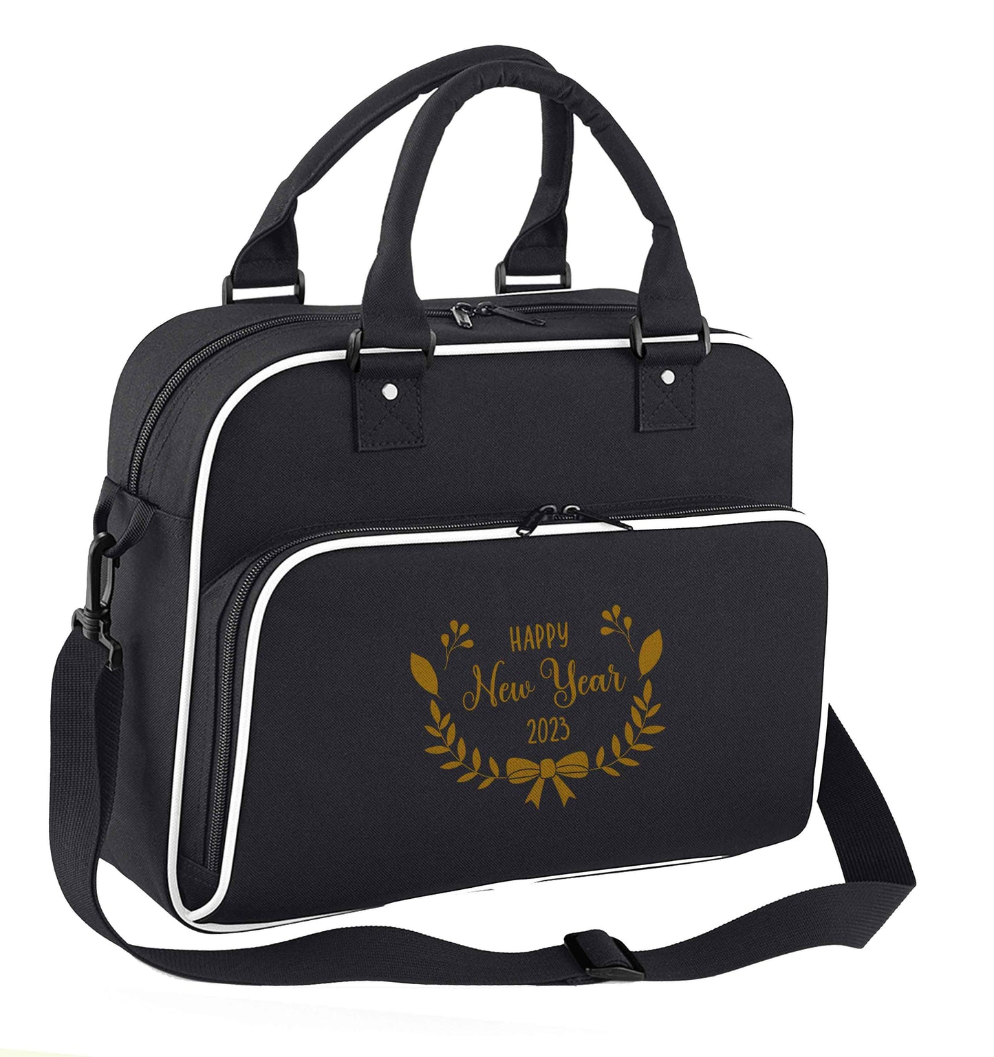 Happy New Year 2023 children's dance bag black with white detail