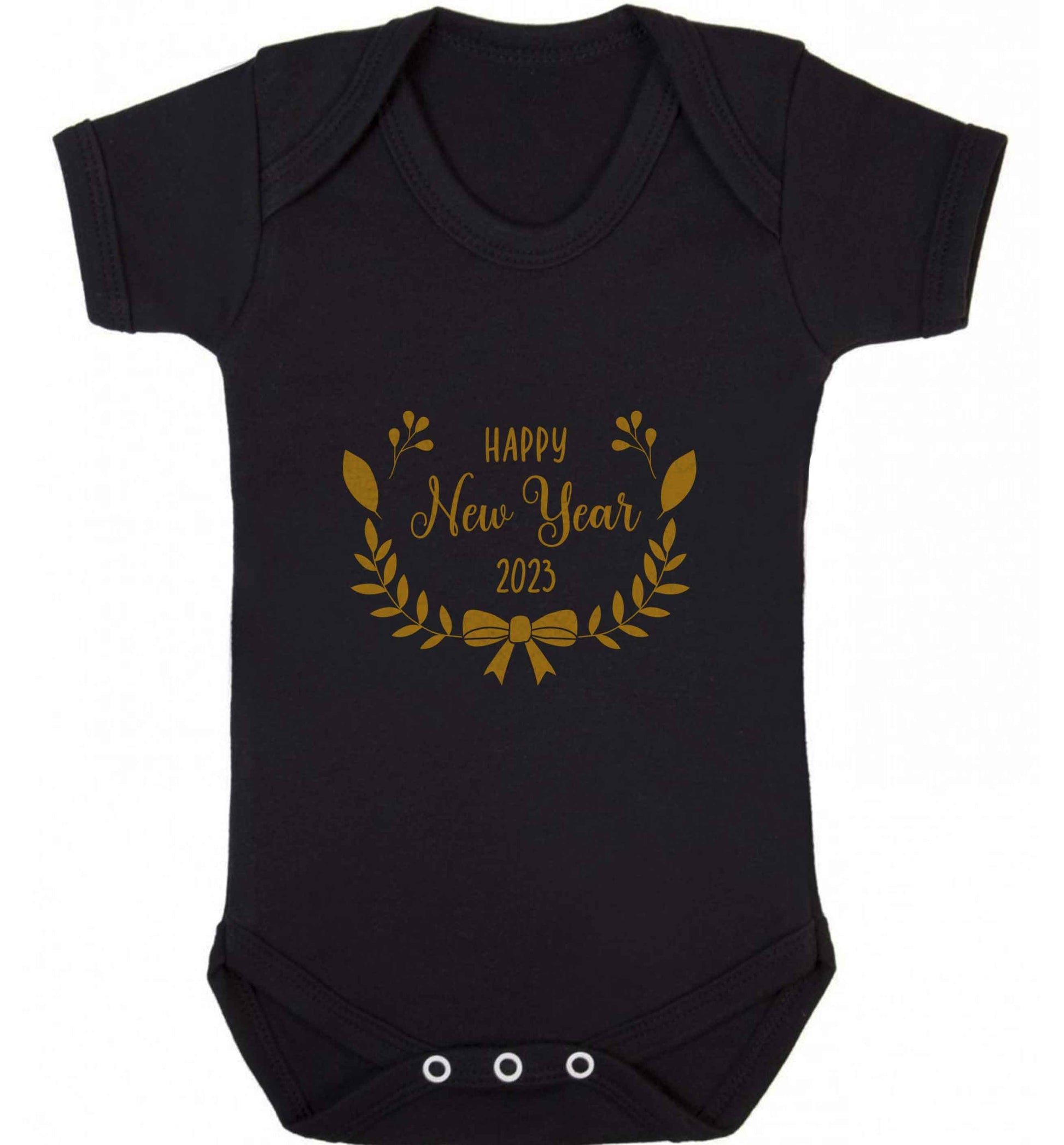 Happy New Year 2023 baby vest black 18-24 months