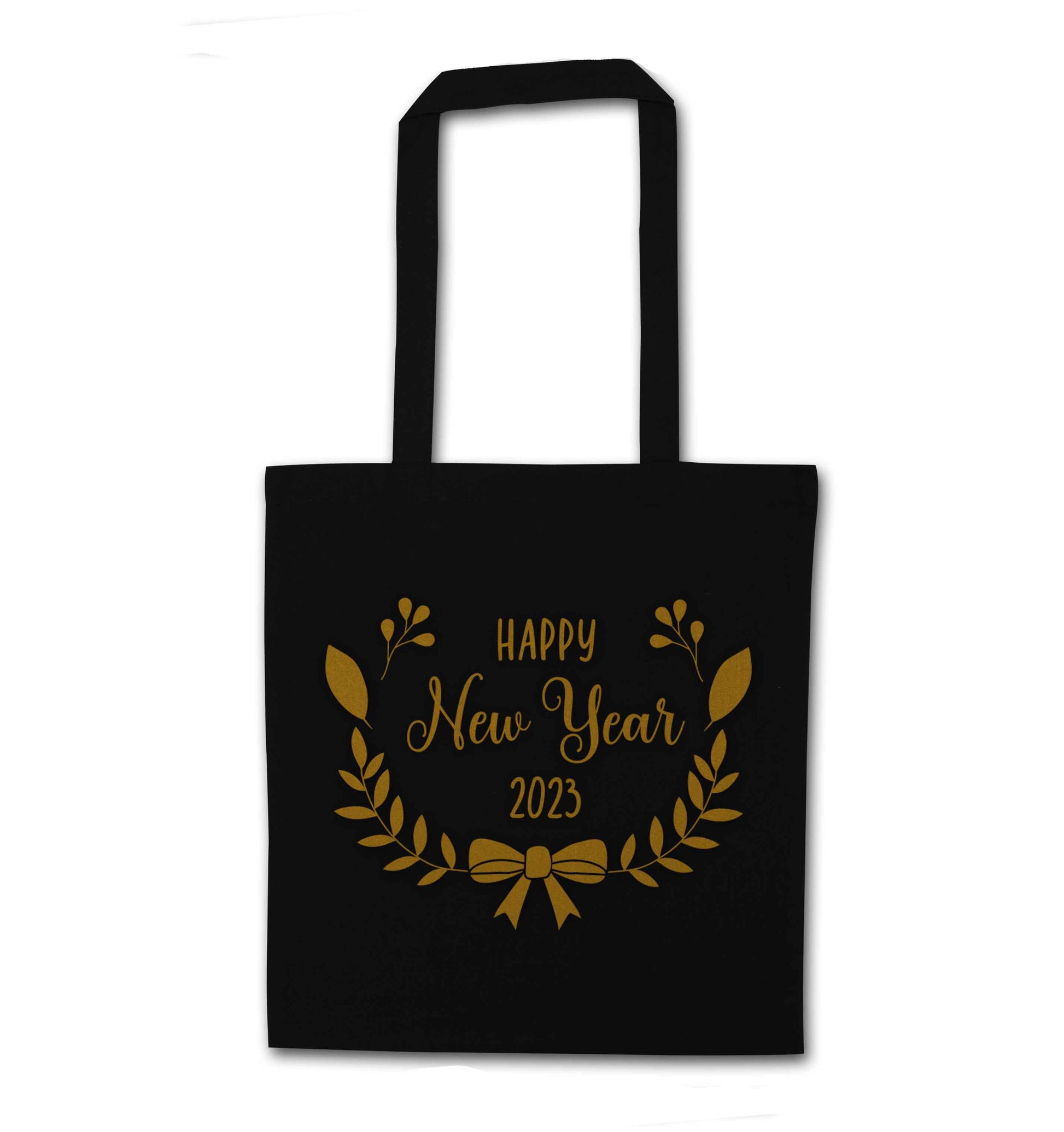 Happy New Year 2023 black tote bag