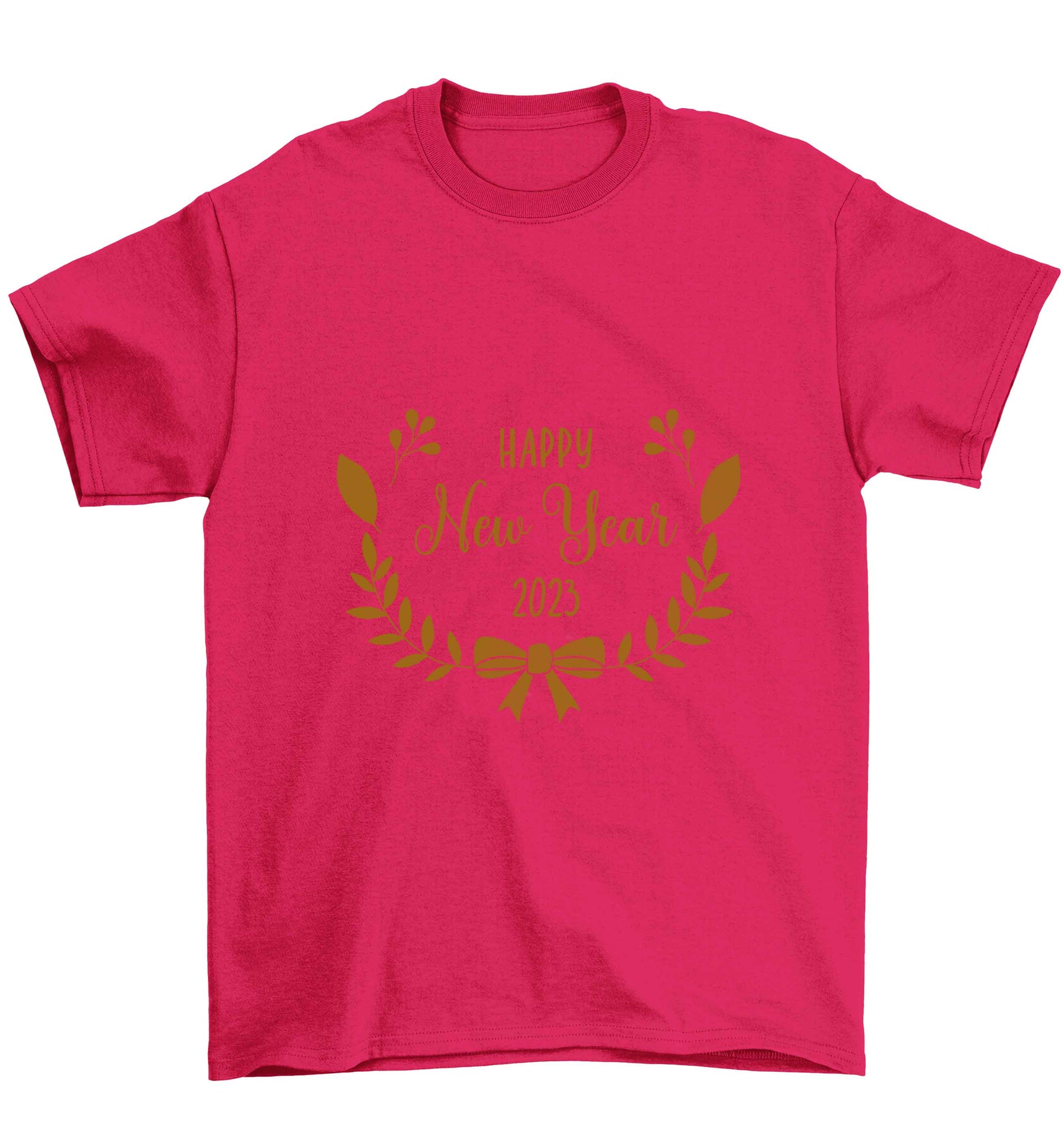 Happy New Year 2023 Children's pink Tshirt 12-13 Years