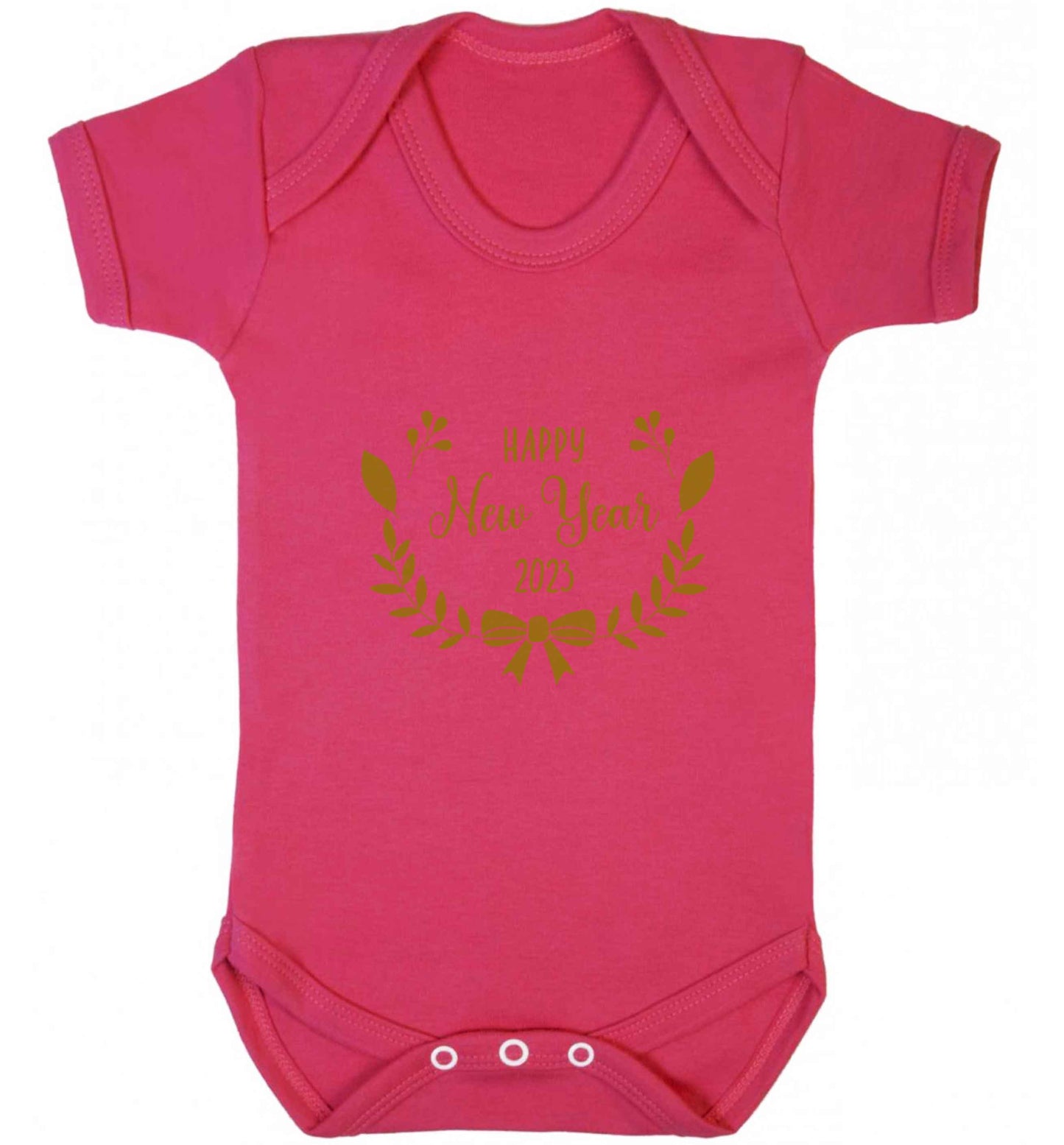 Happy New Year 2023 baby vest dark pink 18-24 months