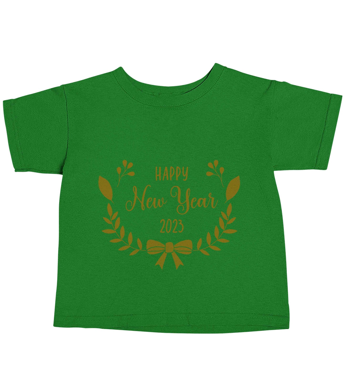 Happy New Year 2023 green baby toddler Tshirt 2 Years