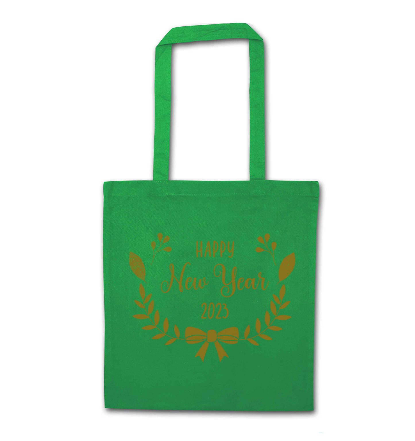 Happy New Year 2023 green tote bag