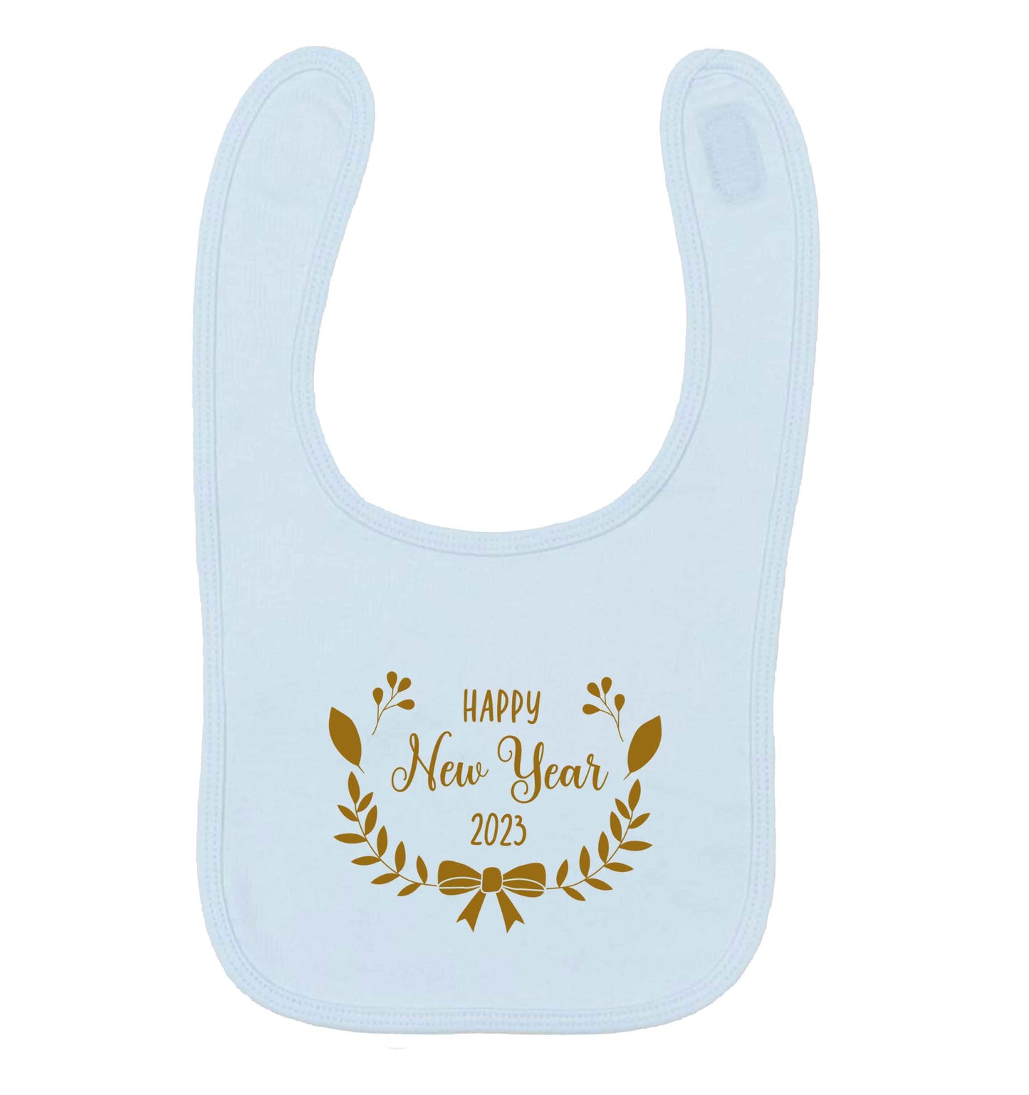 Happy New Year 2023 pale blue baby bib