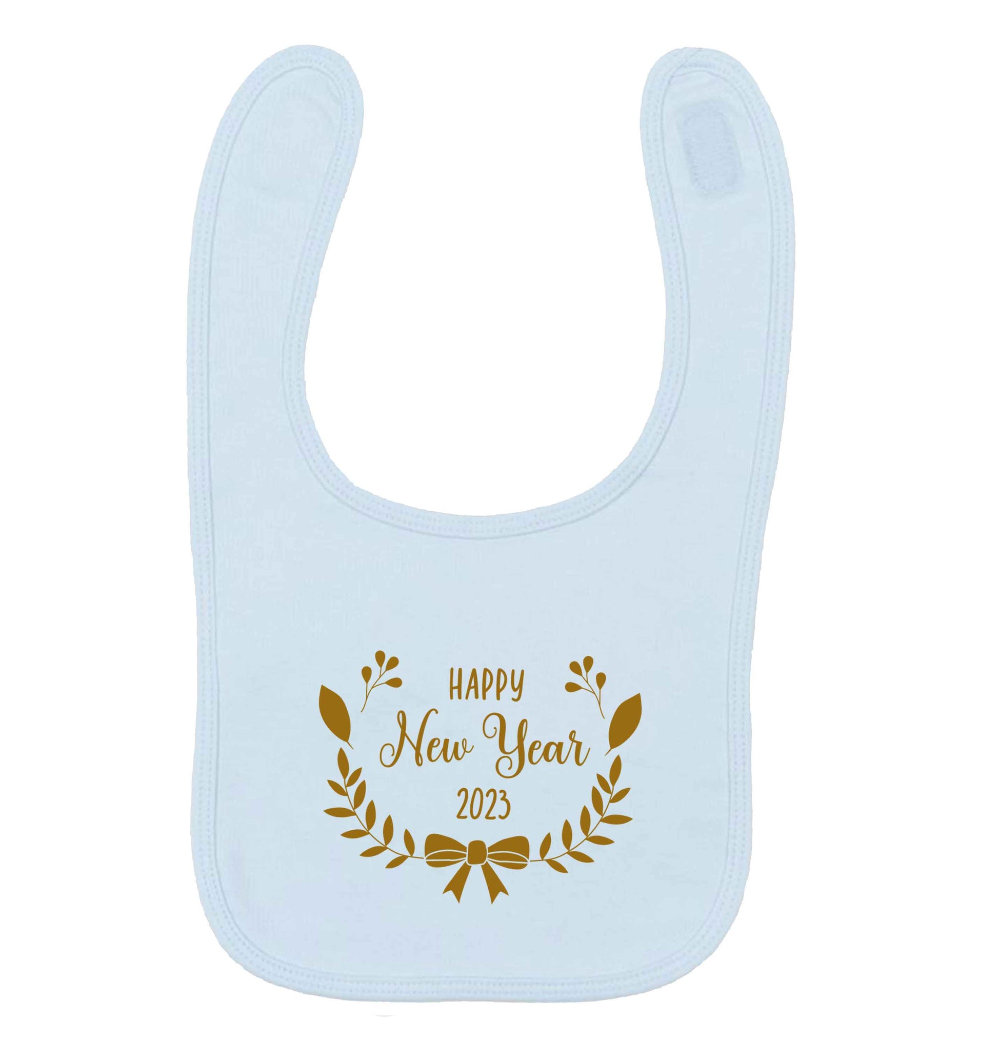 Happy New Year 2023 pale blue baby bib