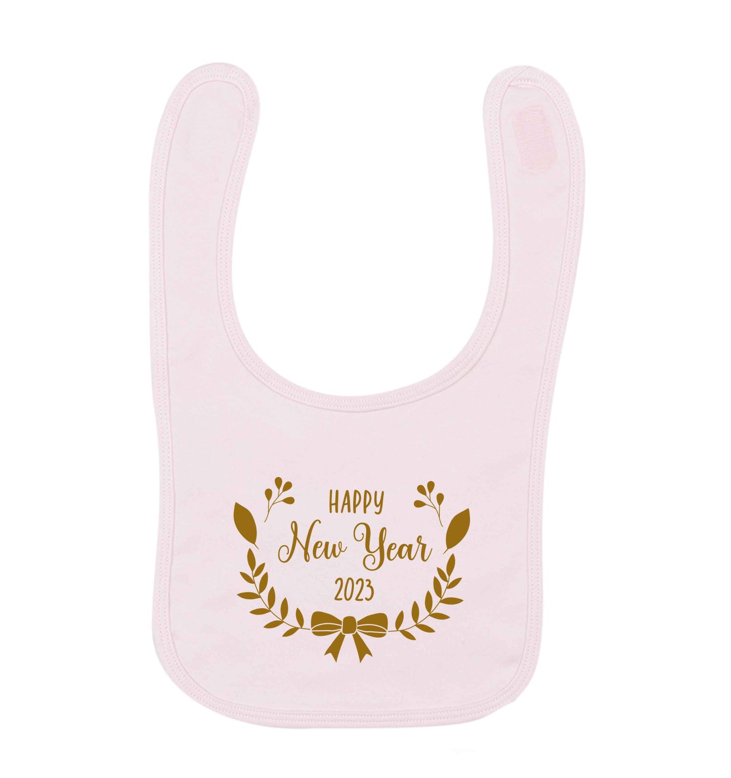 Happy New Year 2023 pale pink baby bib