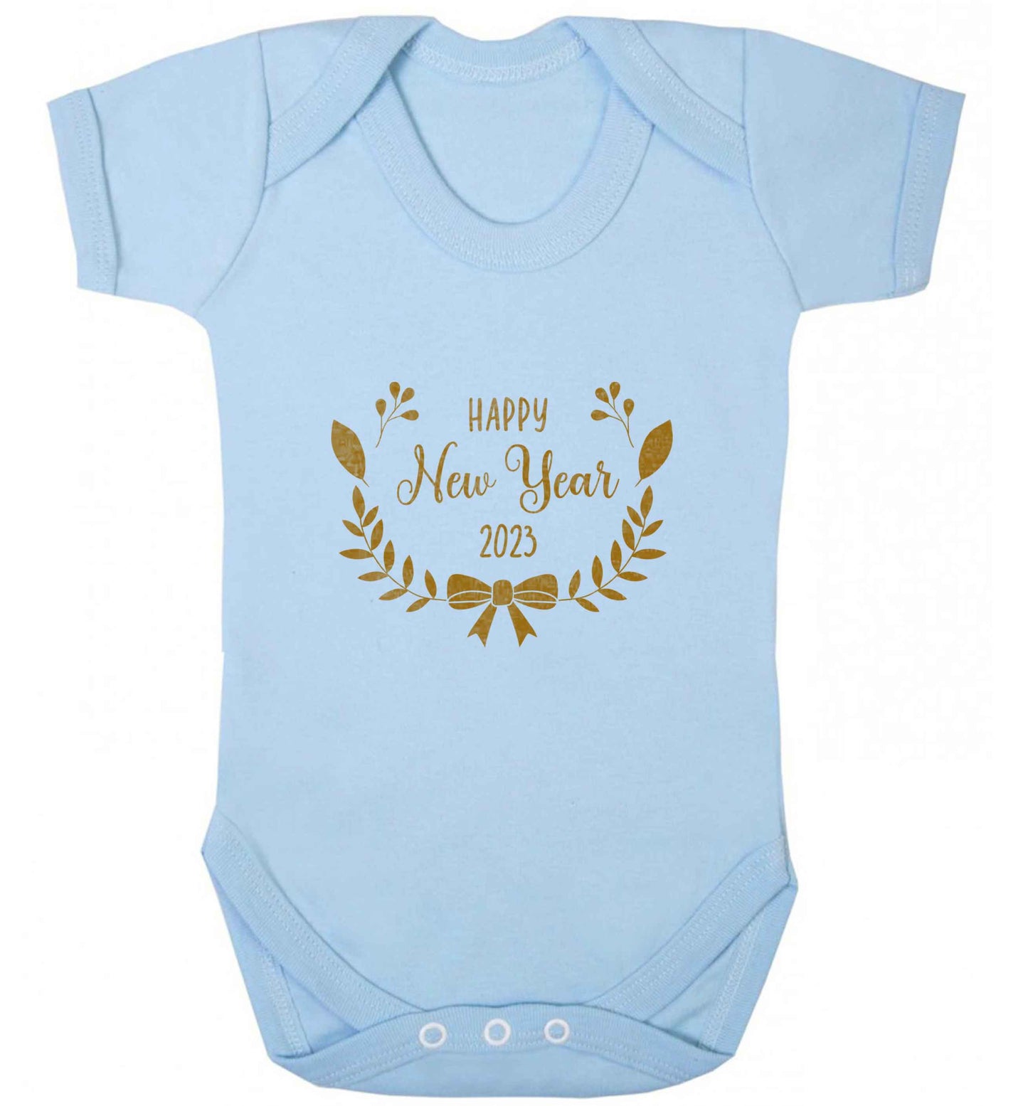 Happy New Year 2023 baby vest pale blue 18-24 months