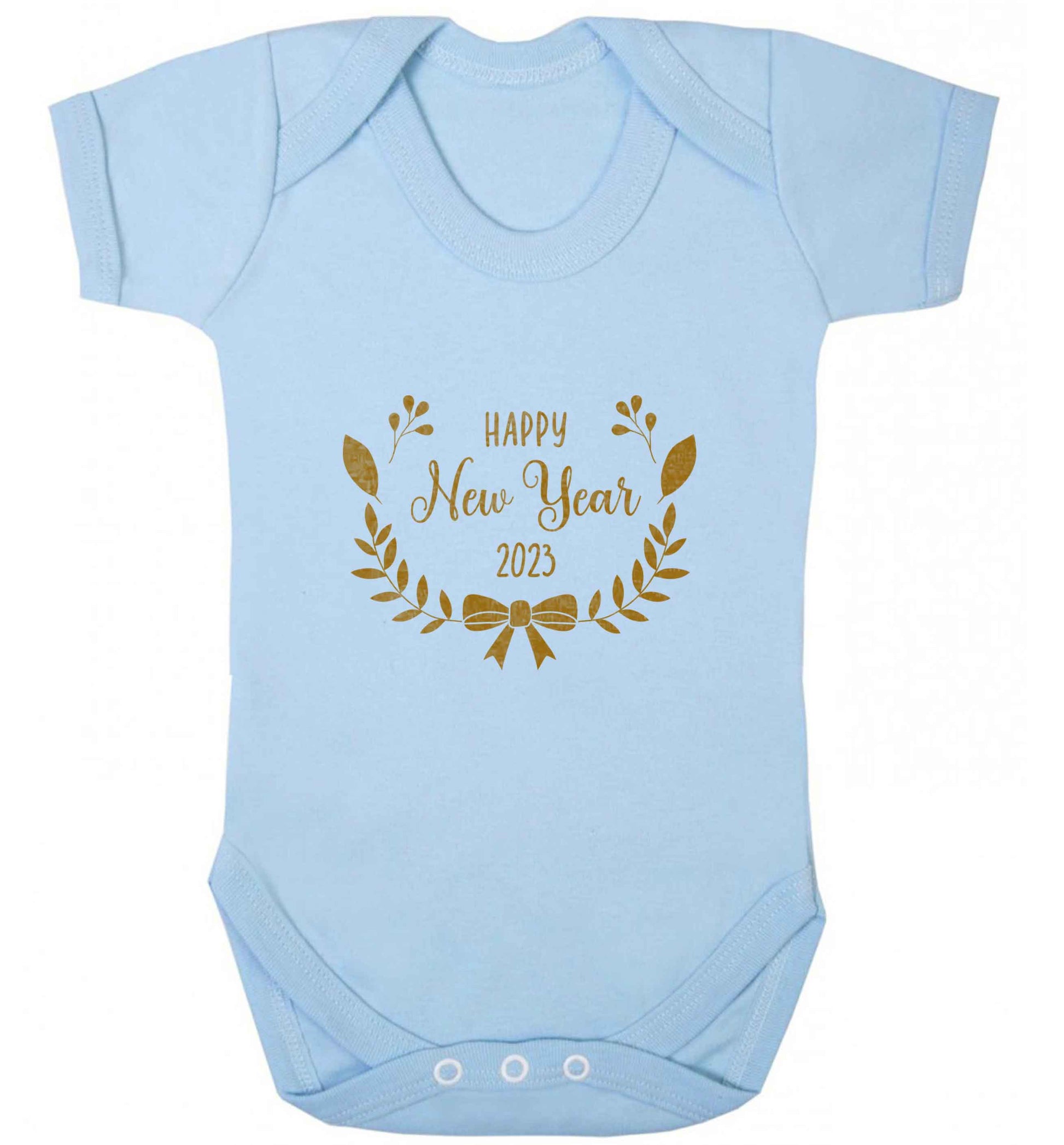 Happy New Year 2023 baby vest pale blue 18-24 months