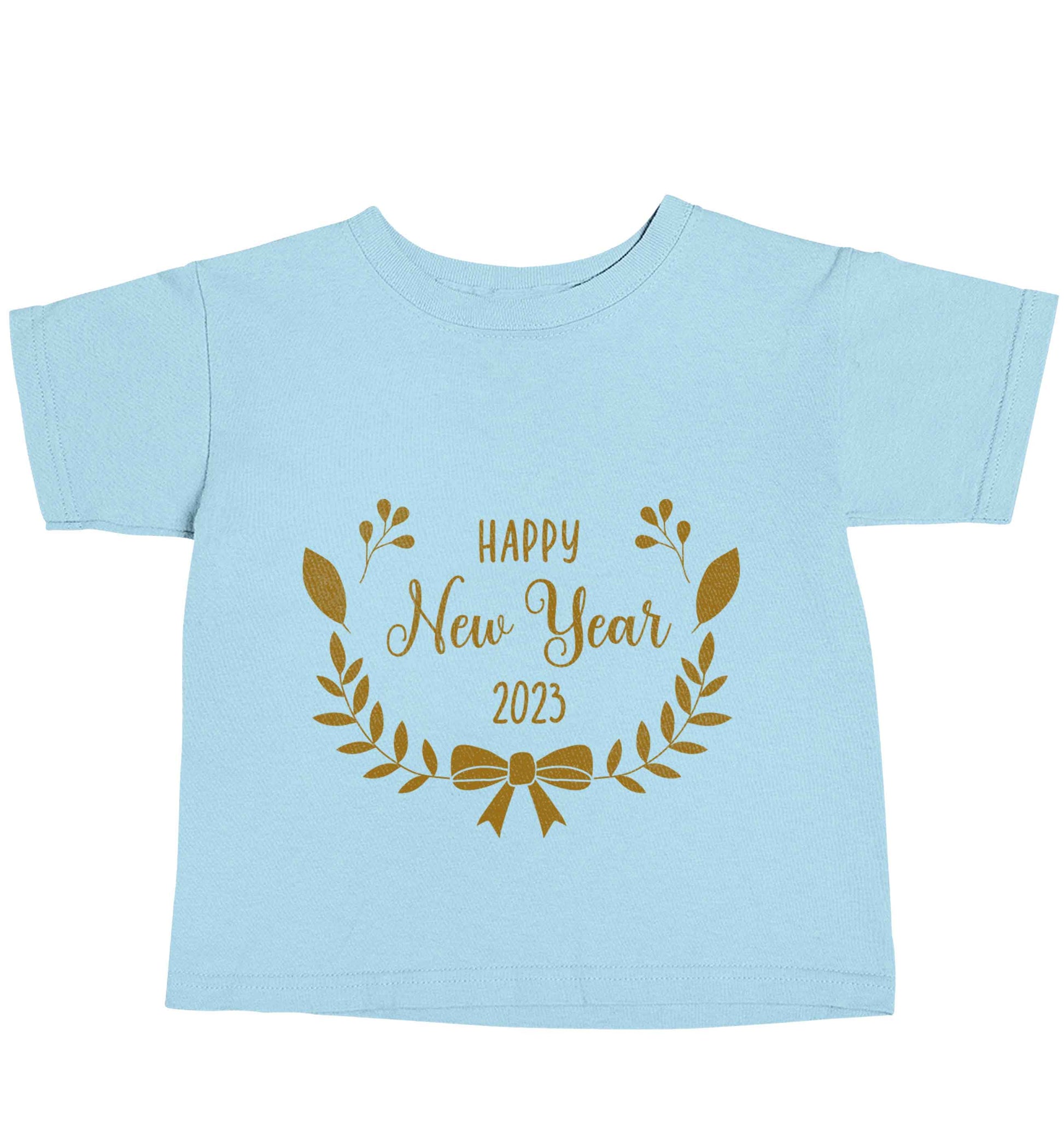 Happy New Year 2023 light blue baby toddler Tshirt 2 Years