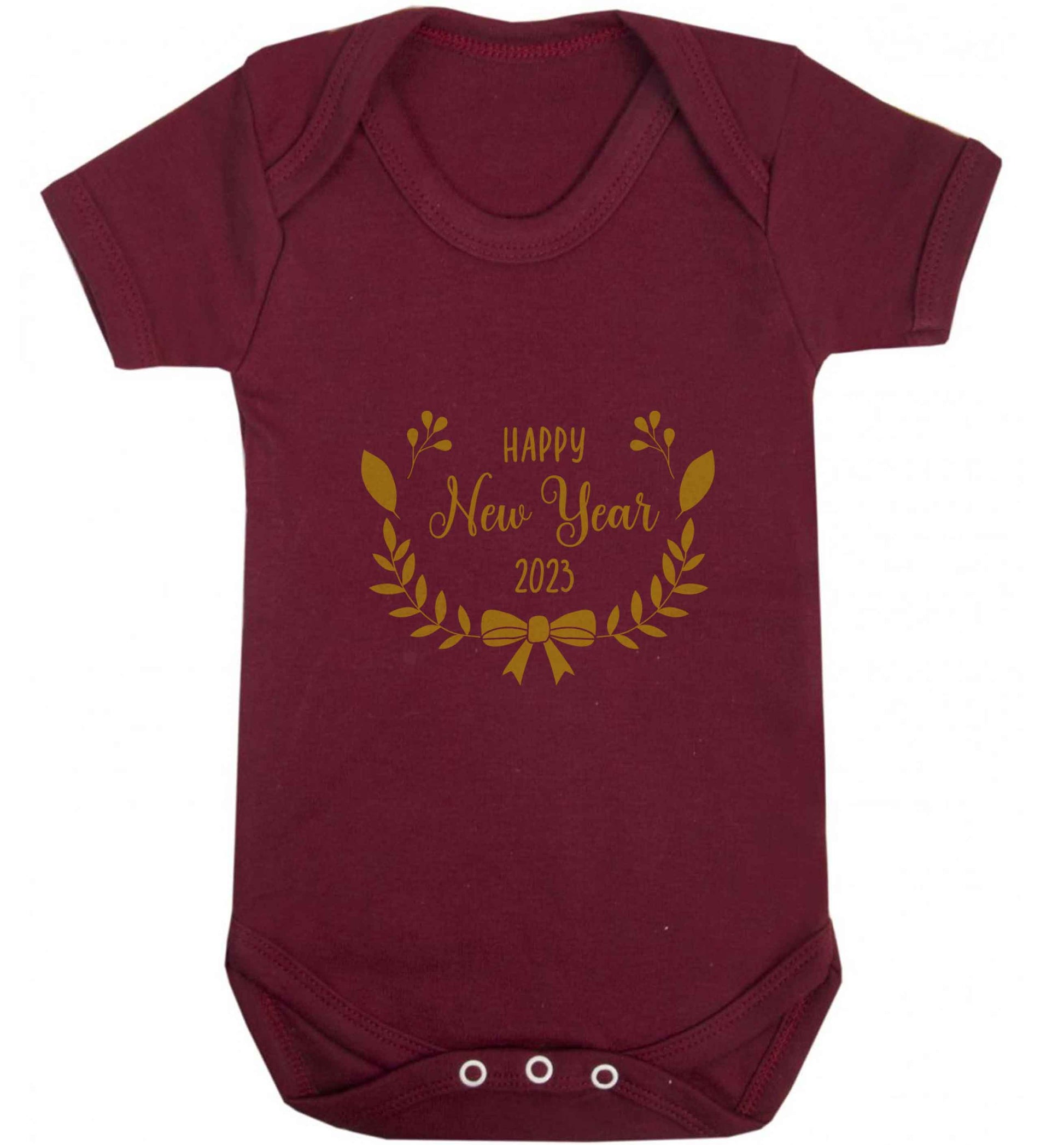 Happy New Year 2023 baby vest maroon 18-24 months