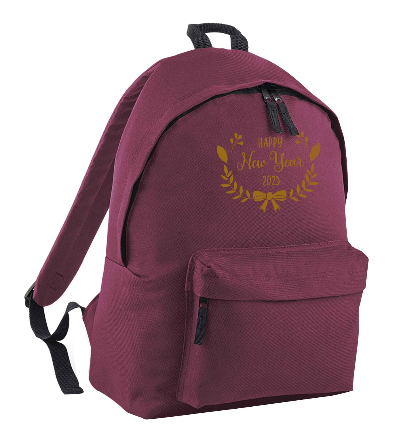 Happy New Year 2023 maroon adults backpack